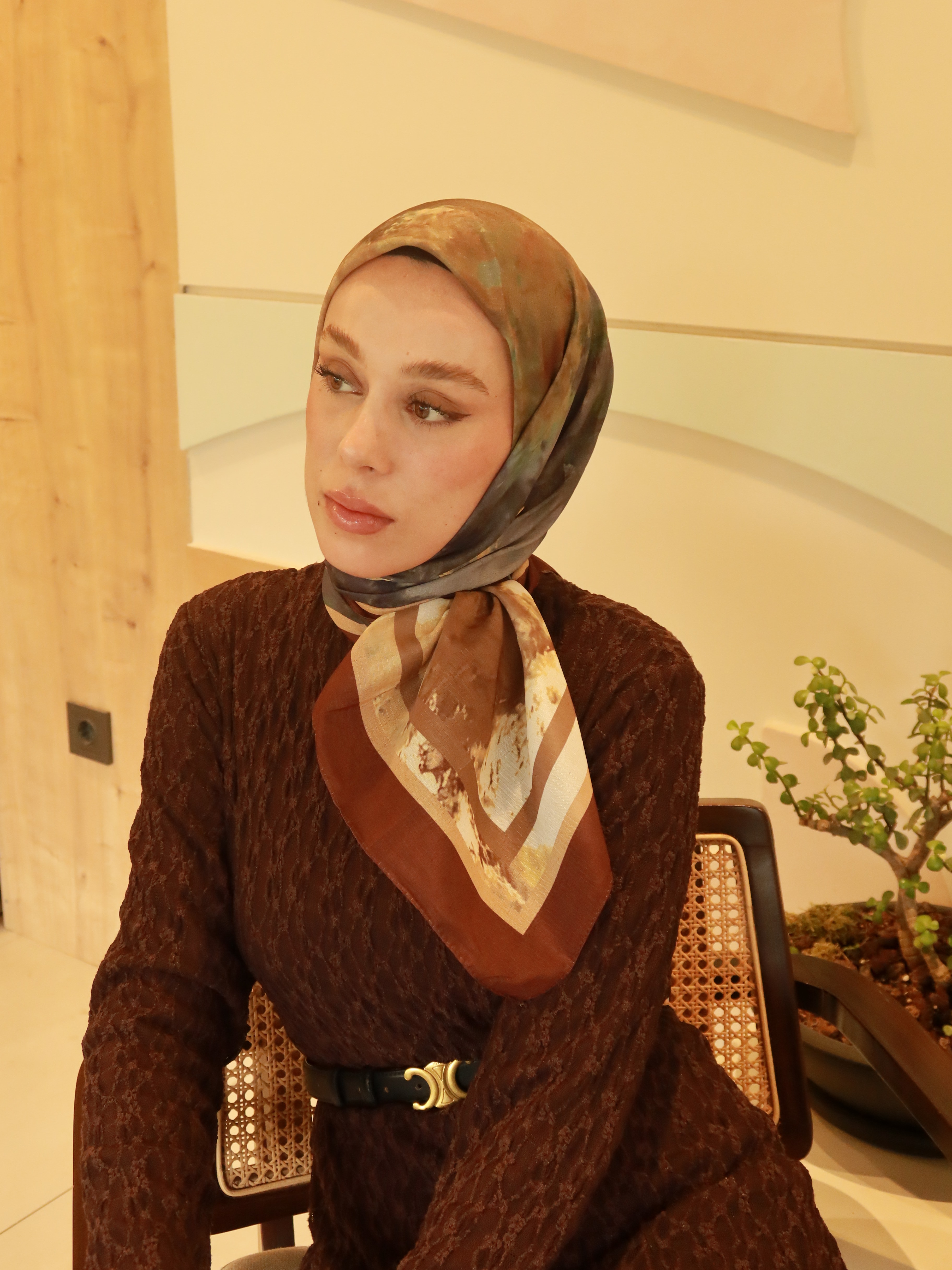 Eterya Desen Lina Eşarp - Kahverengi