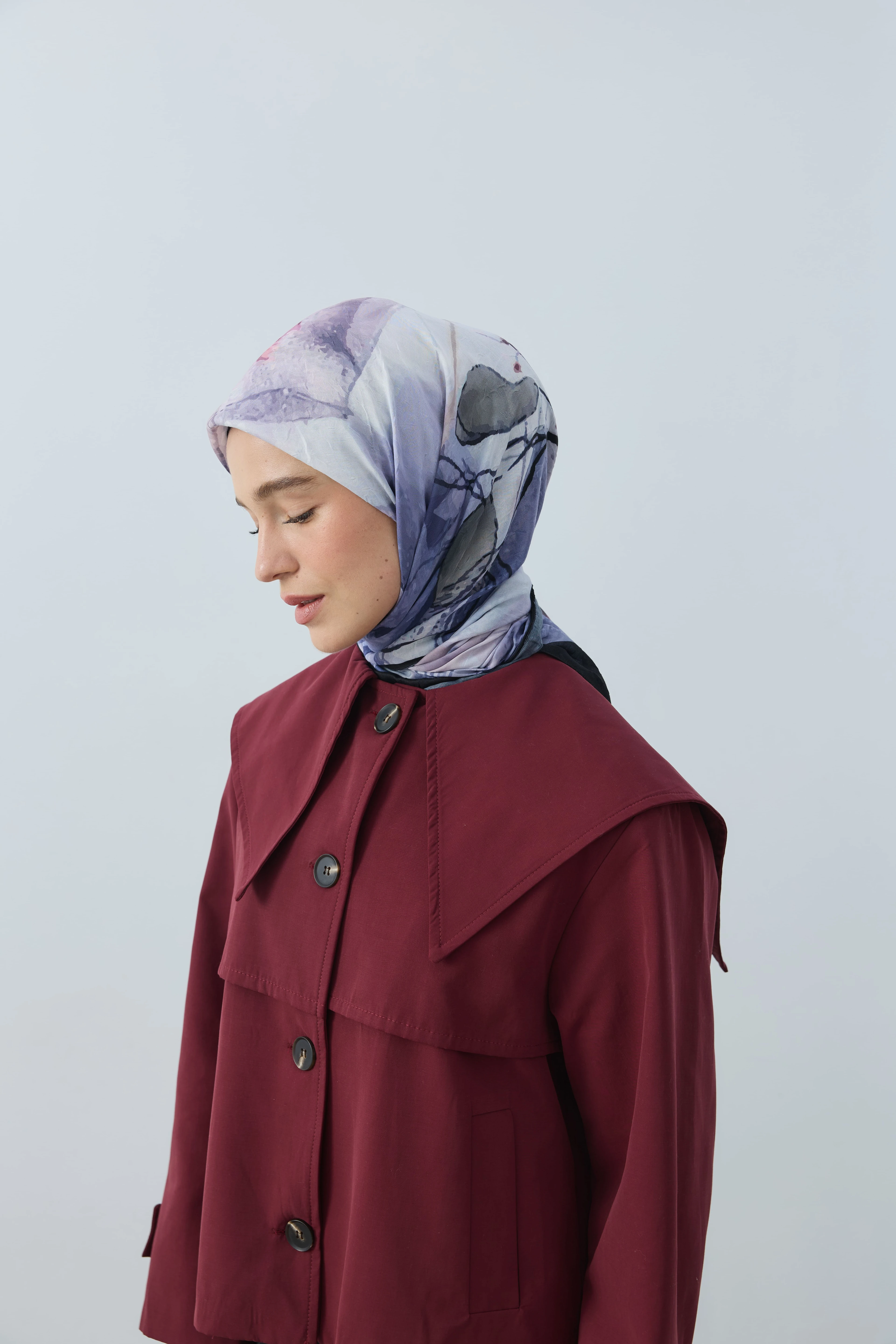 Seraphy Desen Bambu Eşarp - Siyah-Lila