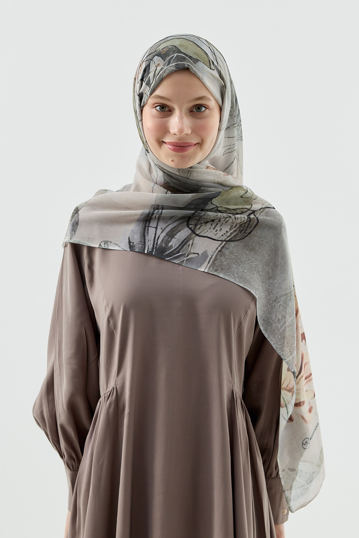 Nilüfer Desen Aya Şal - Taş-Antik Bej