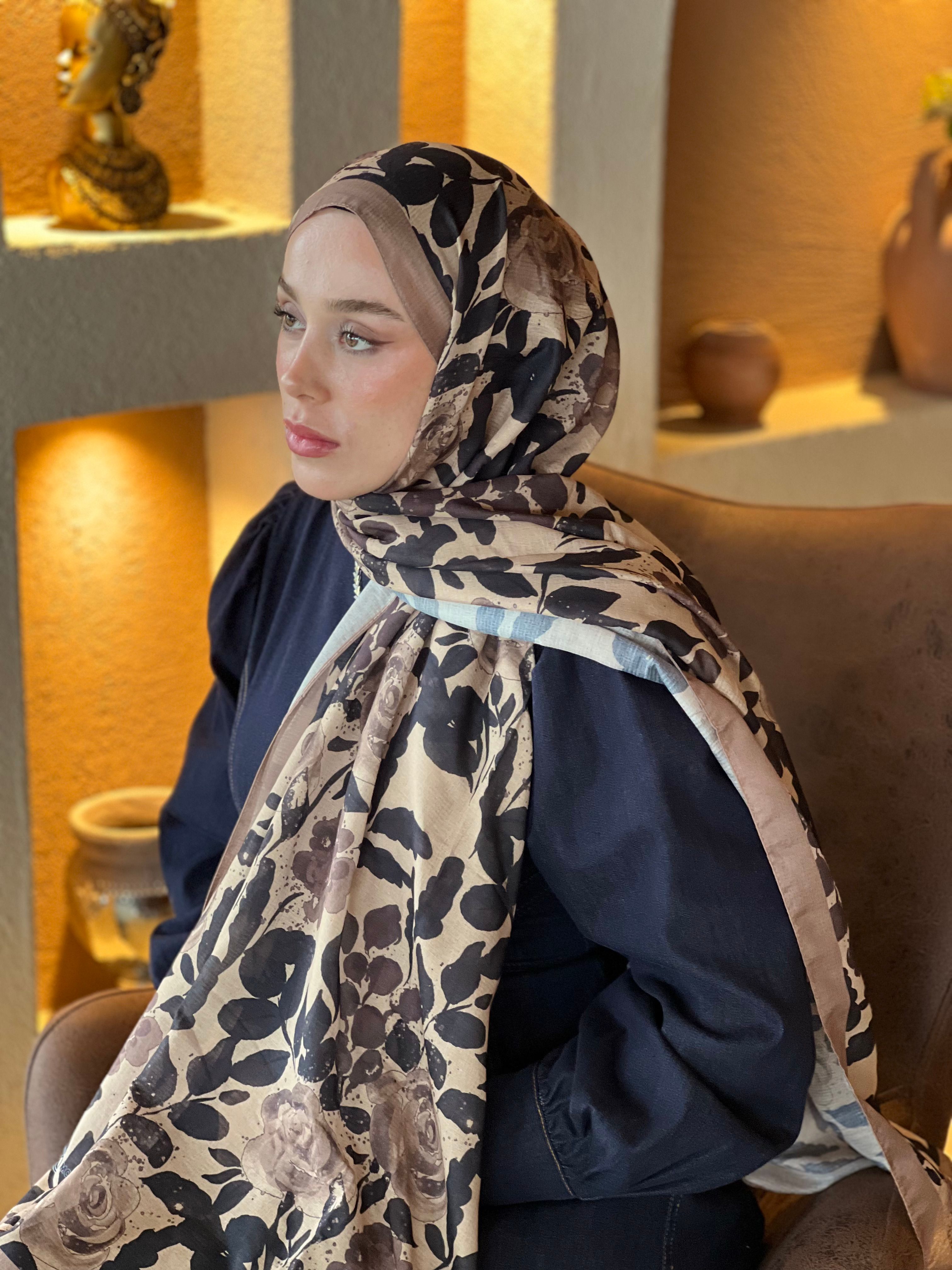 Verd Desen Lina Şal - Vizon