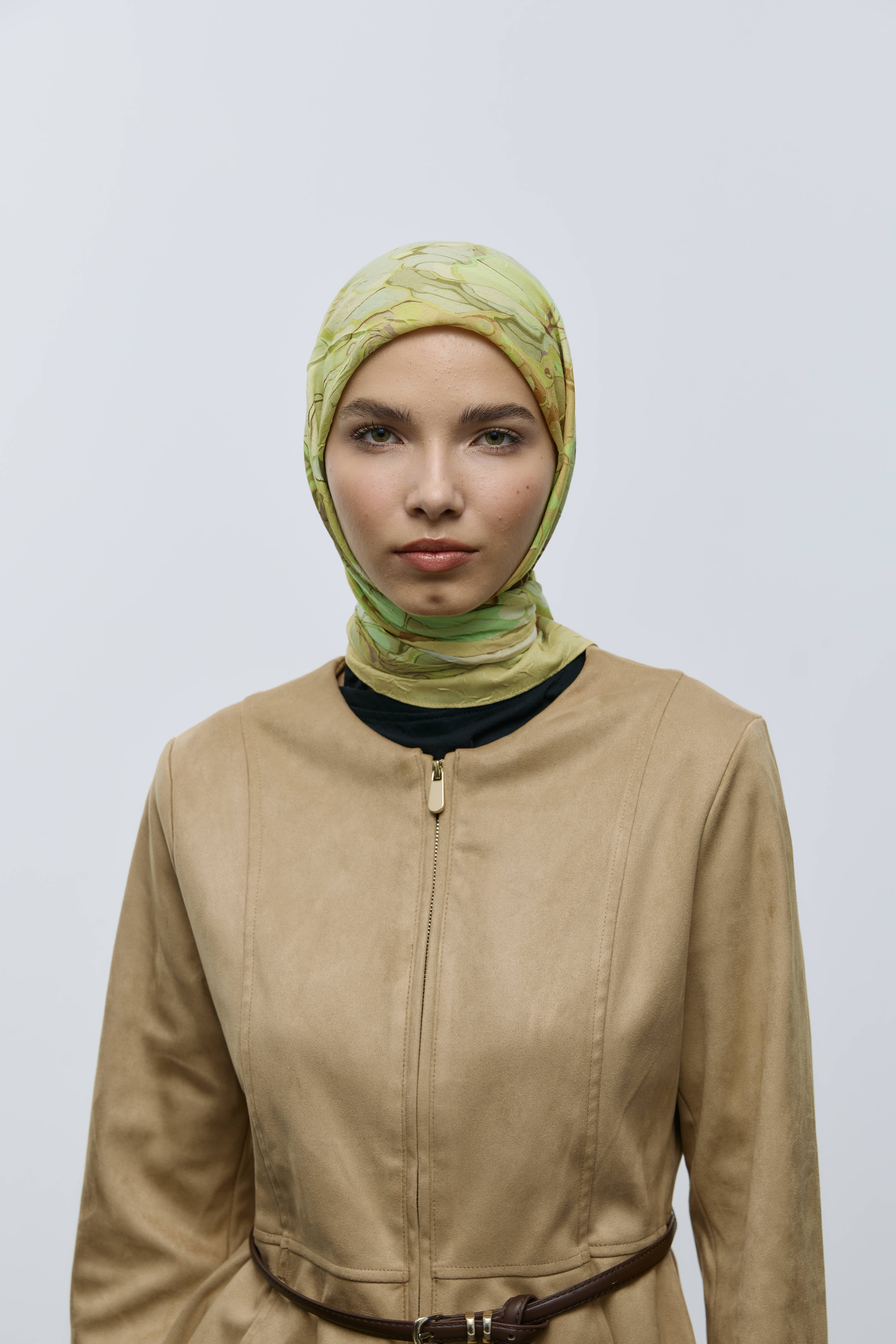 Ebruli Desen Bambu Eşarp - Butter Yellow