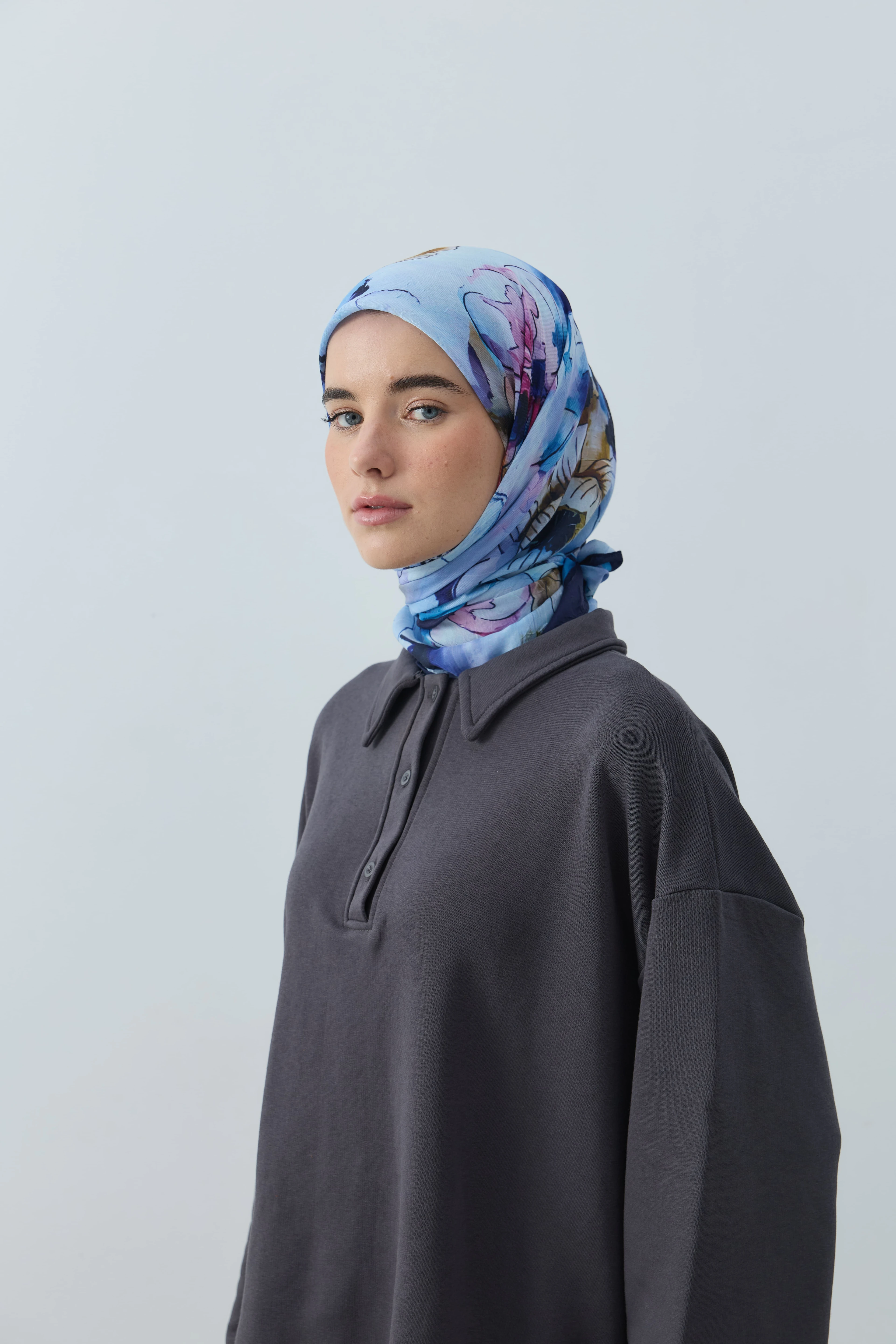 Evelyne Desen Bambu Eşarp - Lacivert