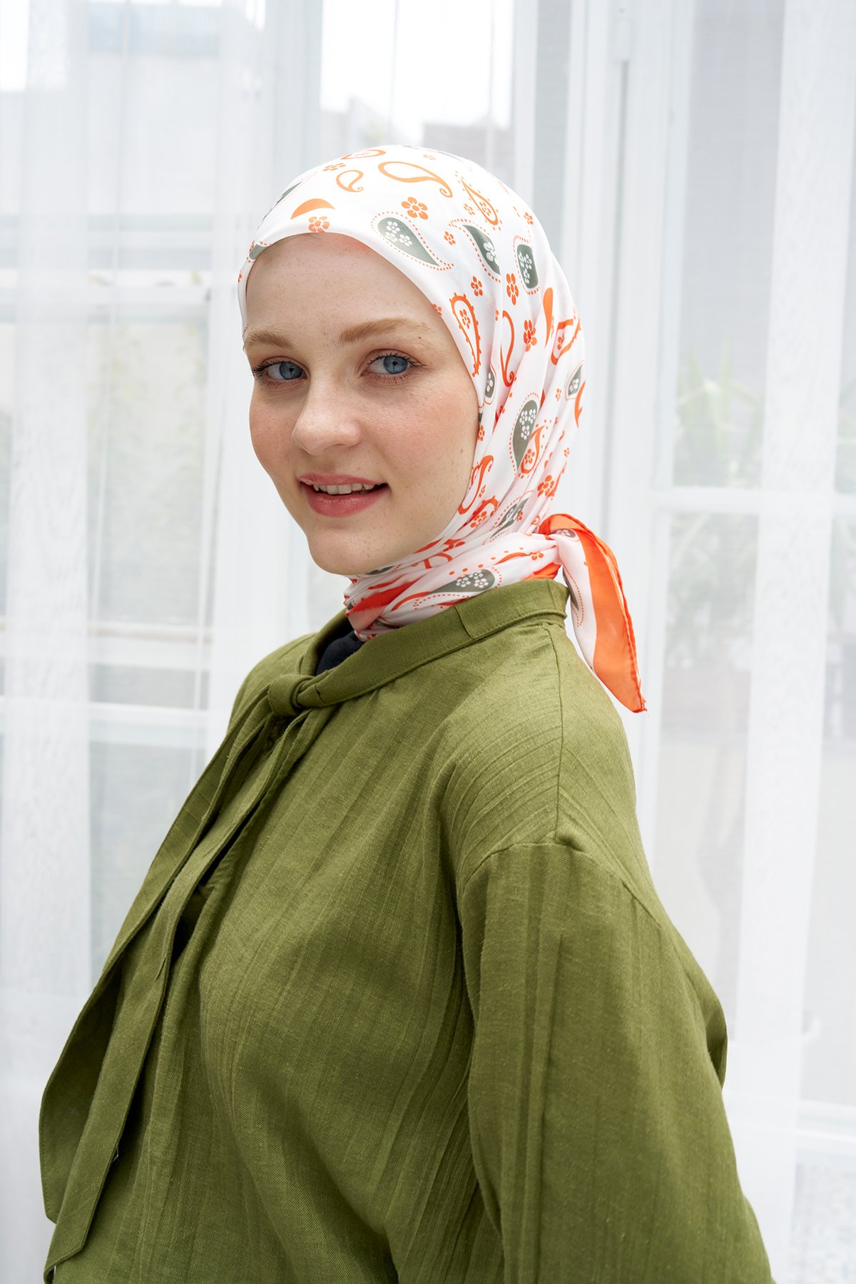 Drop Damla Cotton Scarf - Turuncu