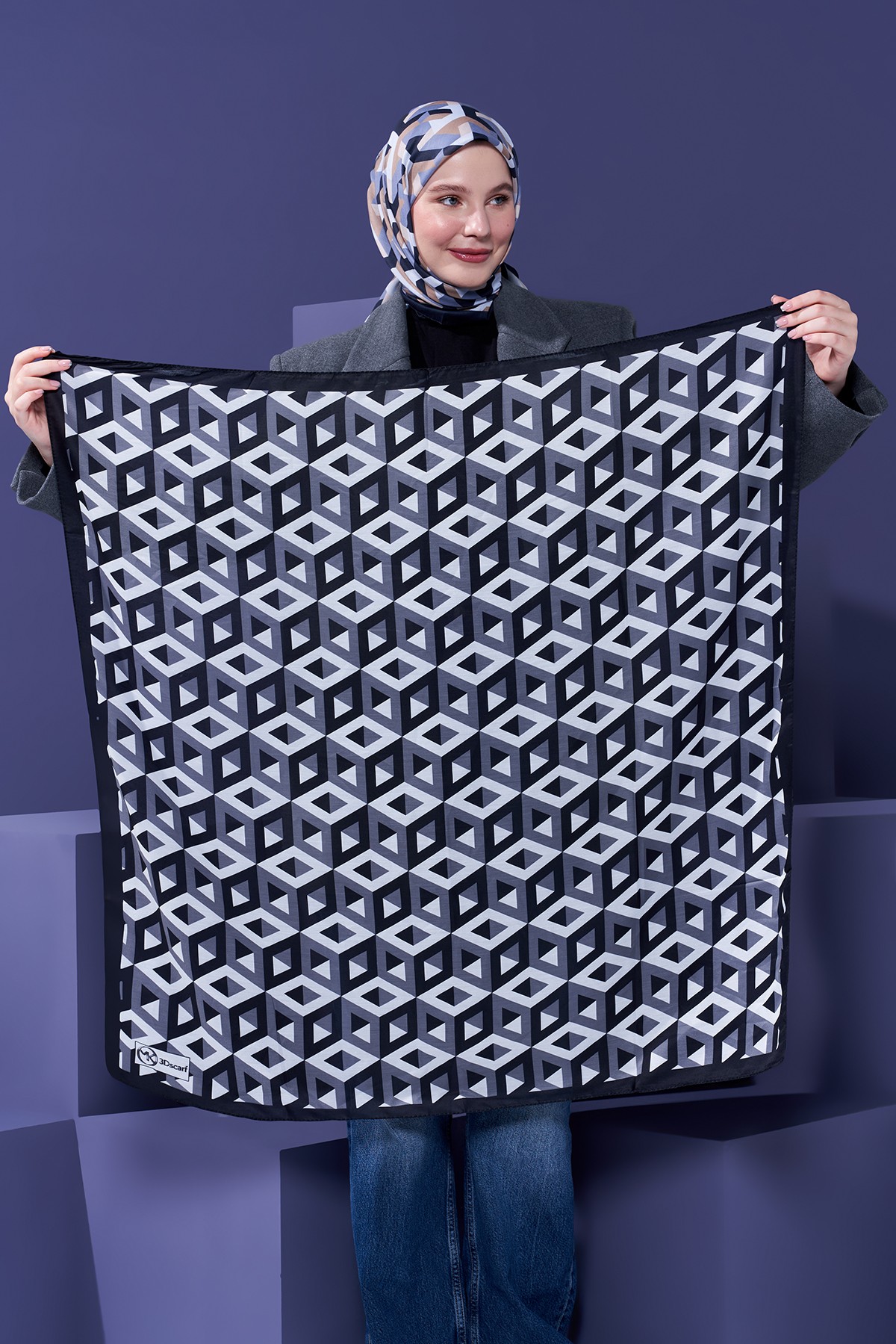 3D Scarf Cycle Pattern Cotton Scarf