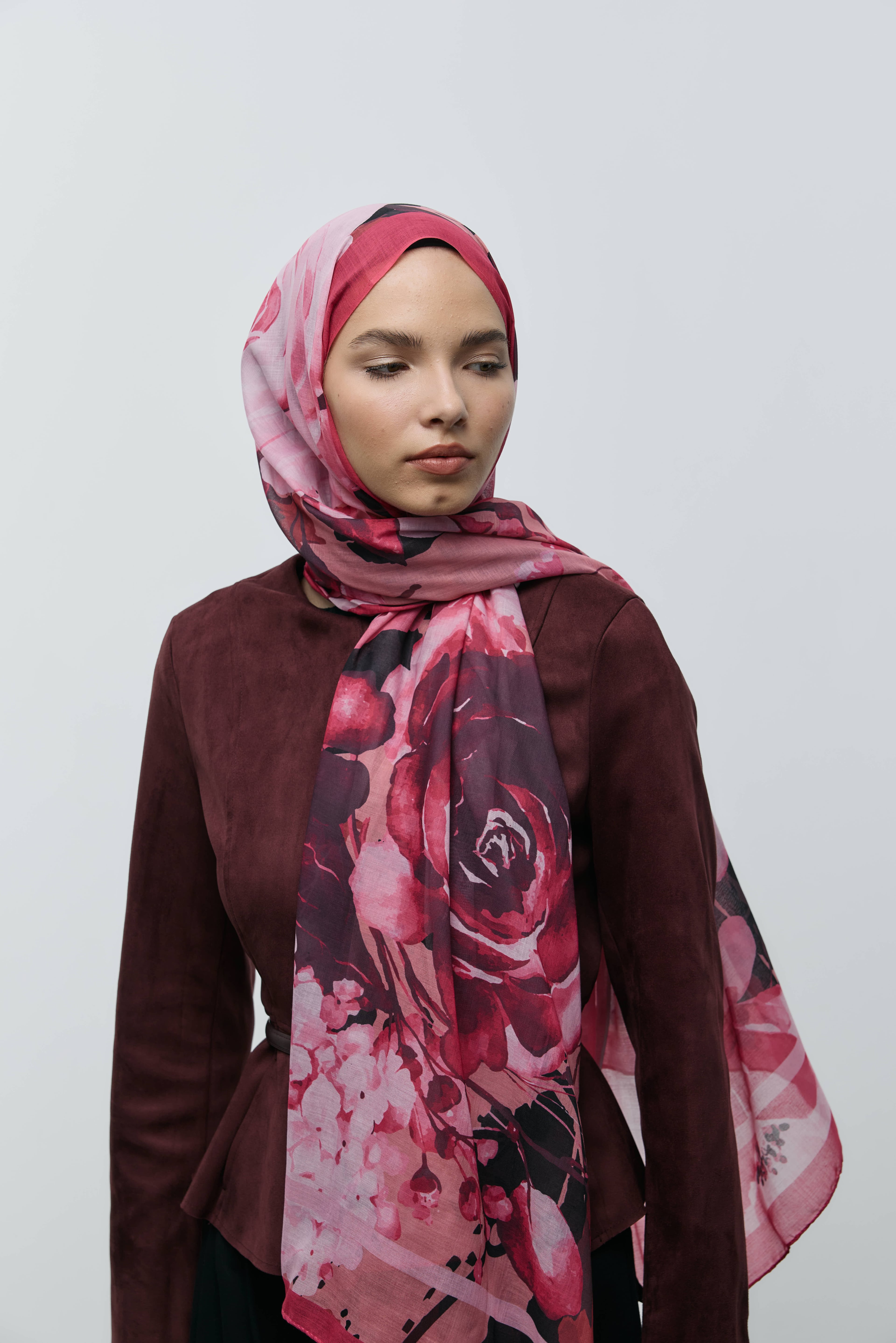 Flores Desen Aya Şal - Menekşe