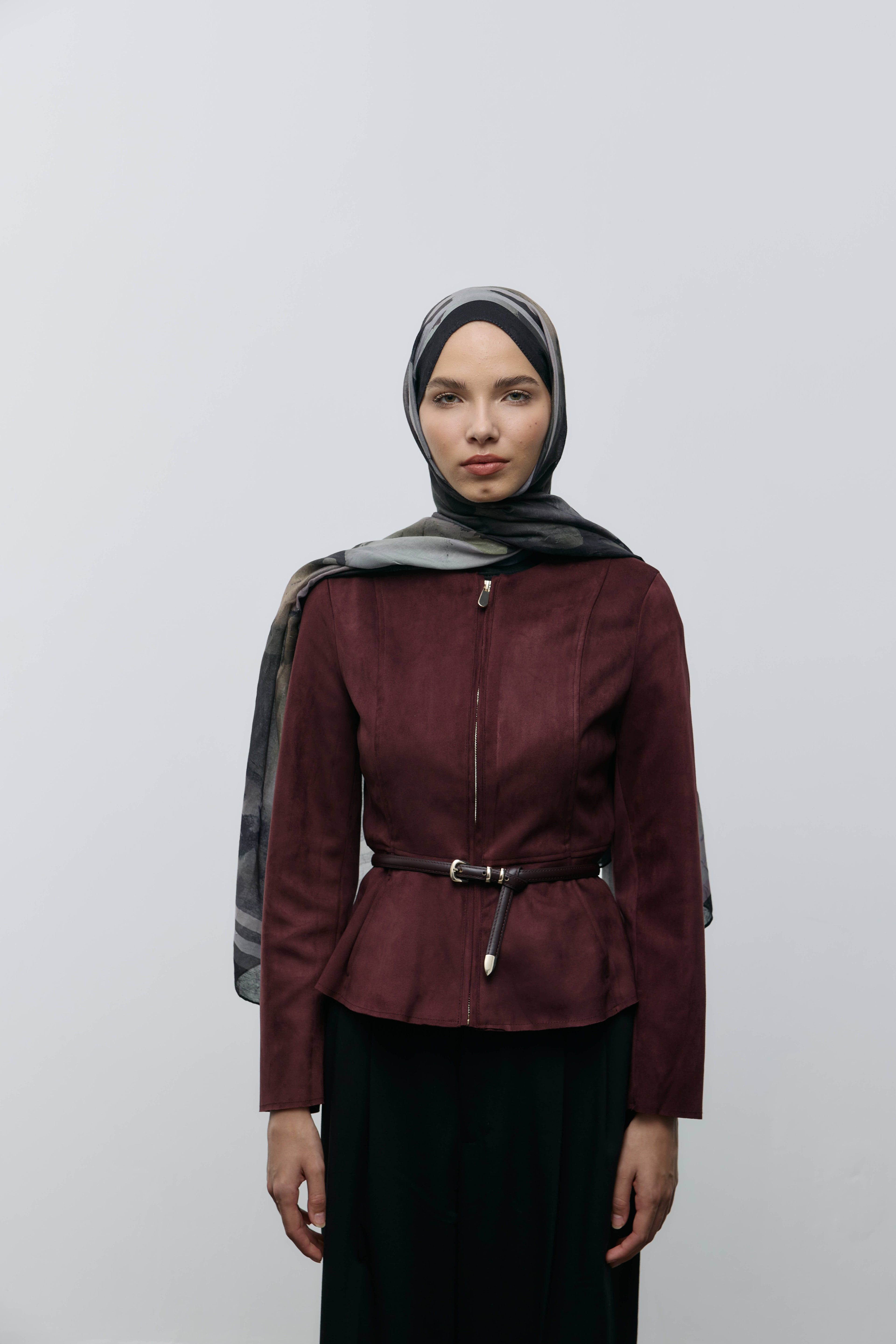 Natura Desen Bambu Şal - Siyah-Kahverengi