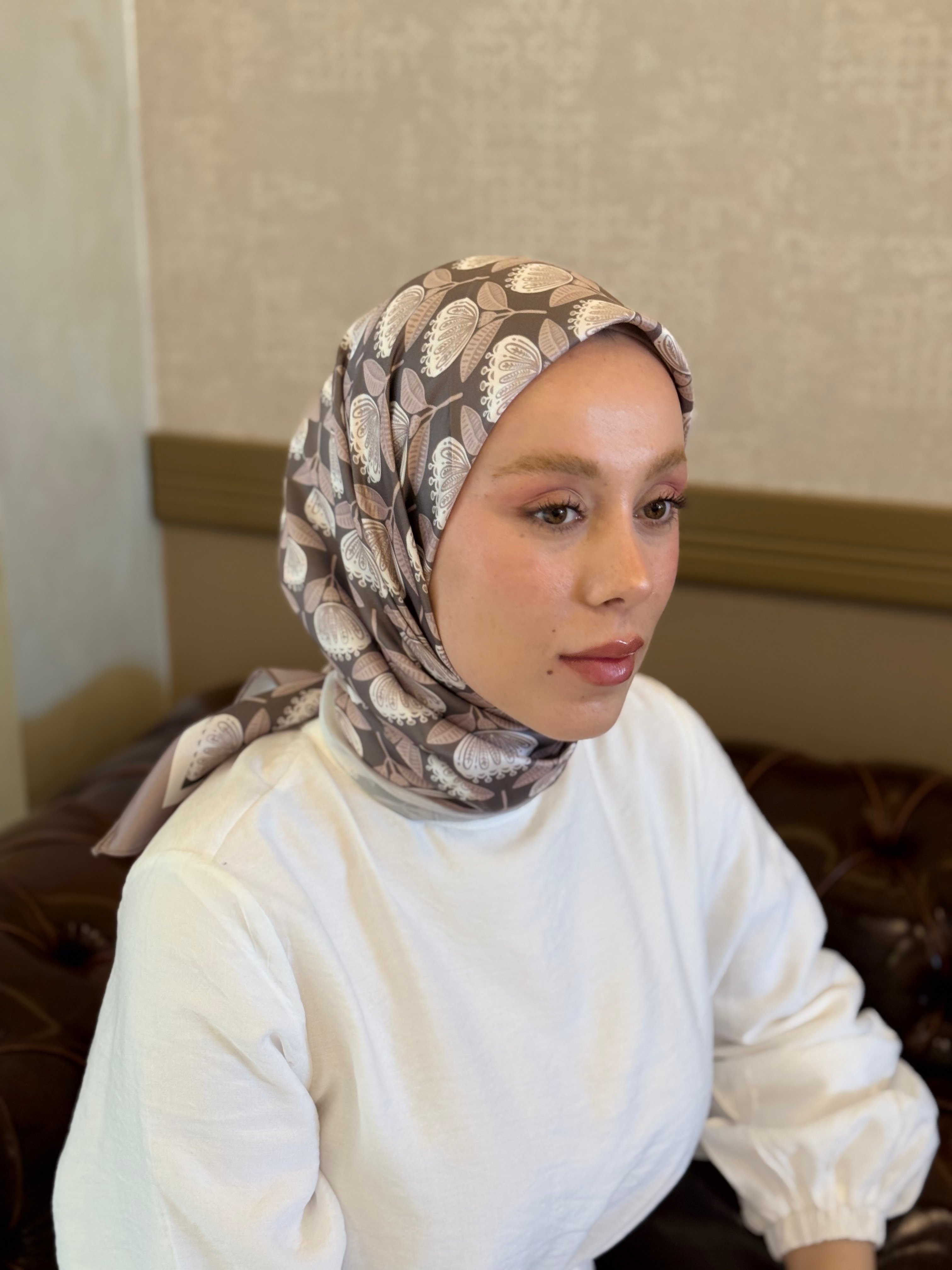 Lotusia Desen Tanca Eşarp - Vizon