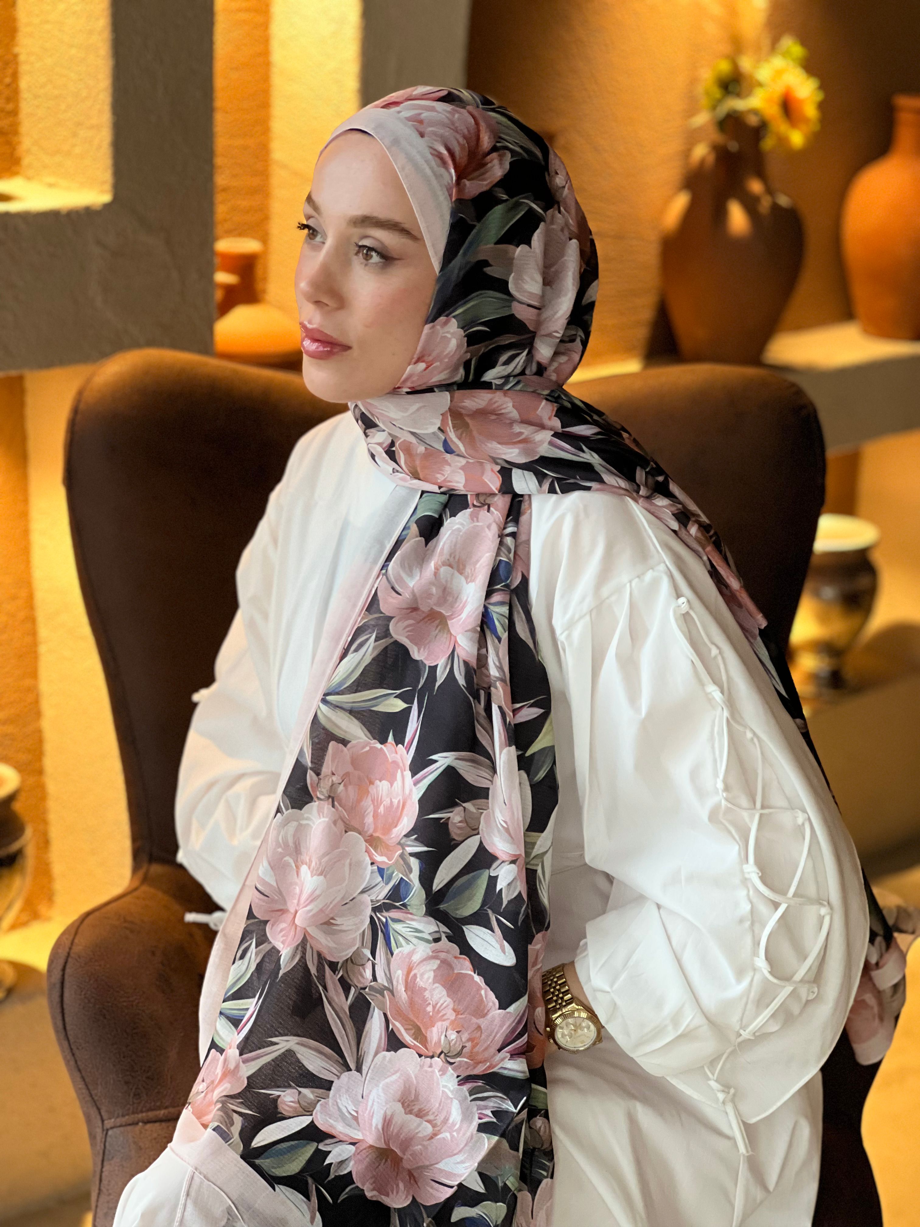 Seta Desen Lina Şal - Ekru