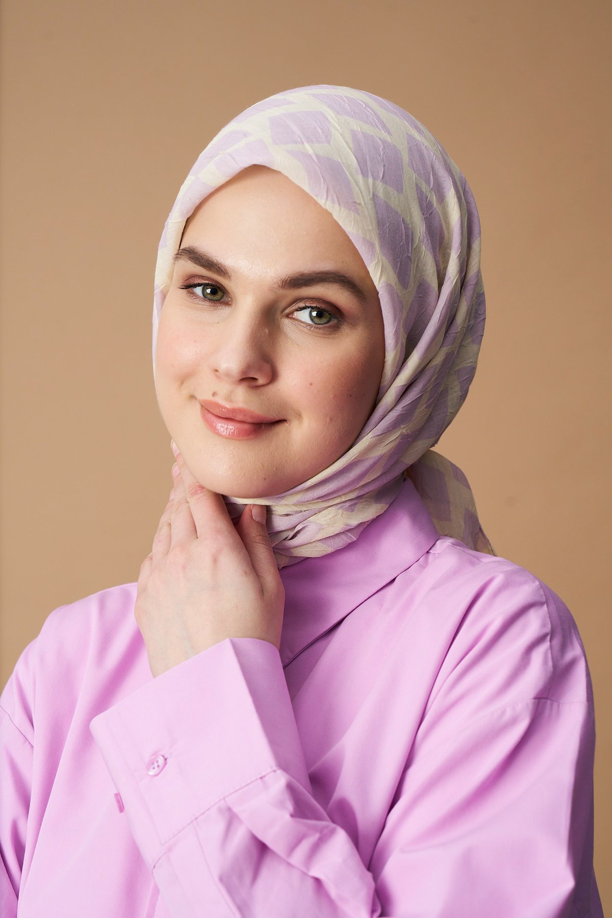 Box Desen Bambu Eşarp - Bej