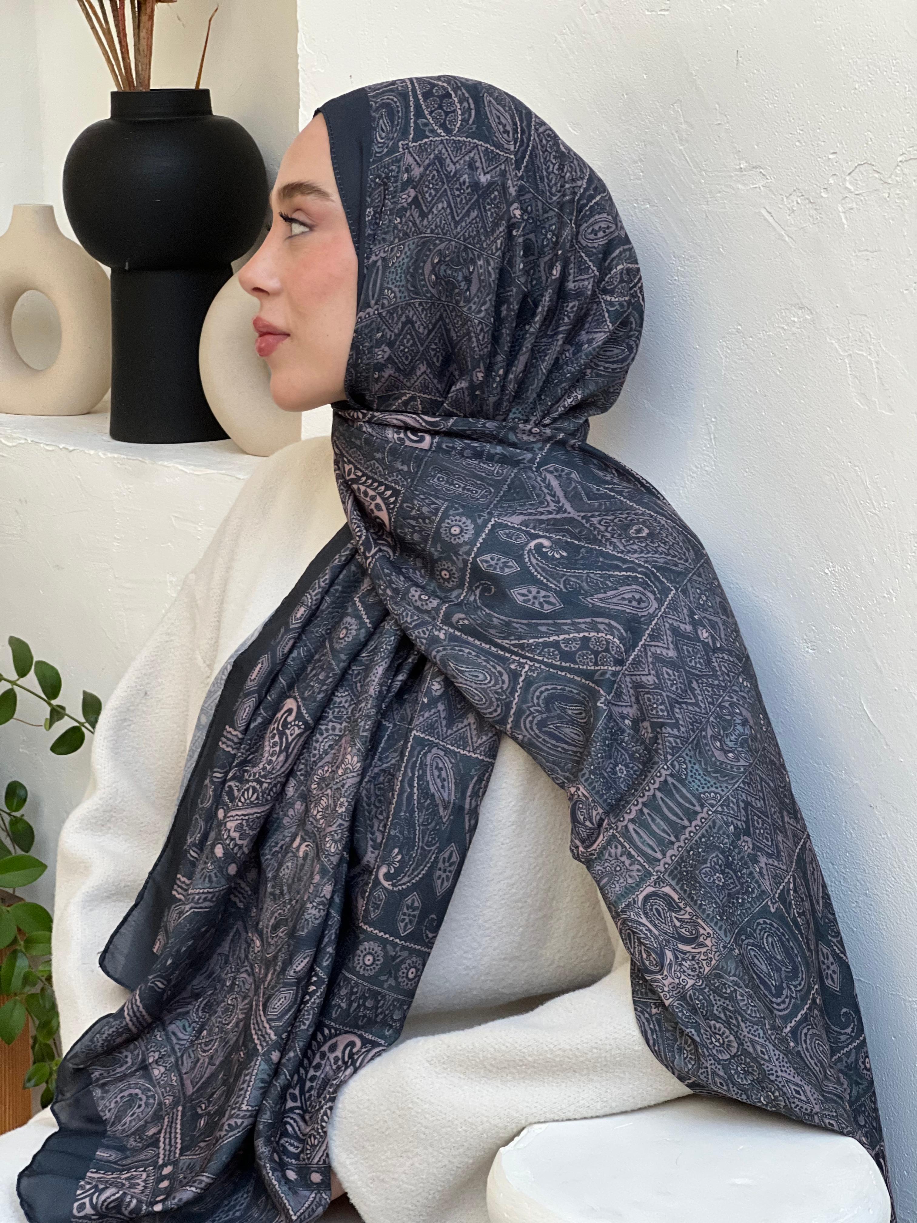 Siena Pattern Cotton Shawl - Black-Mink