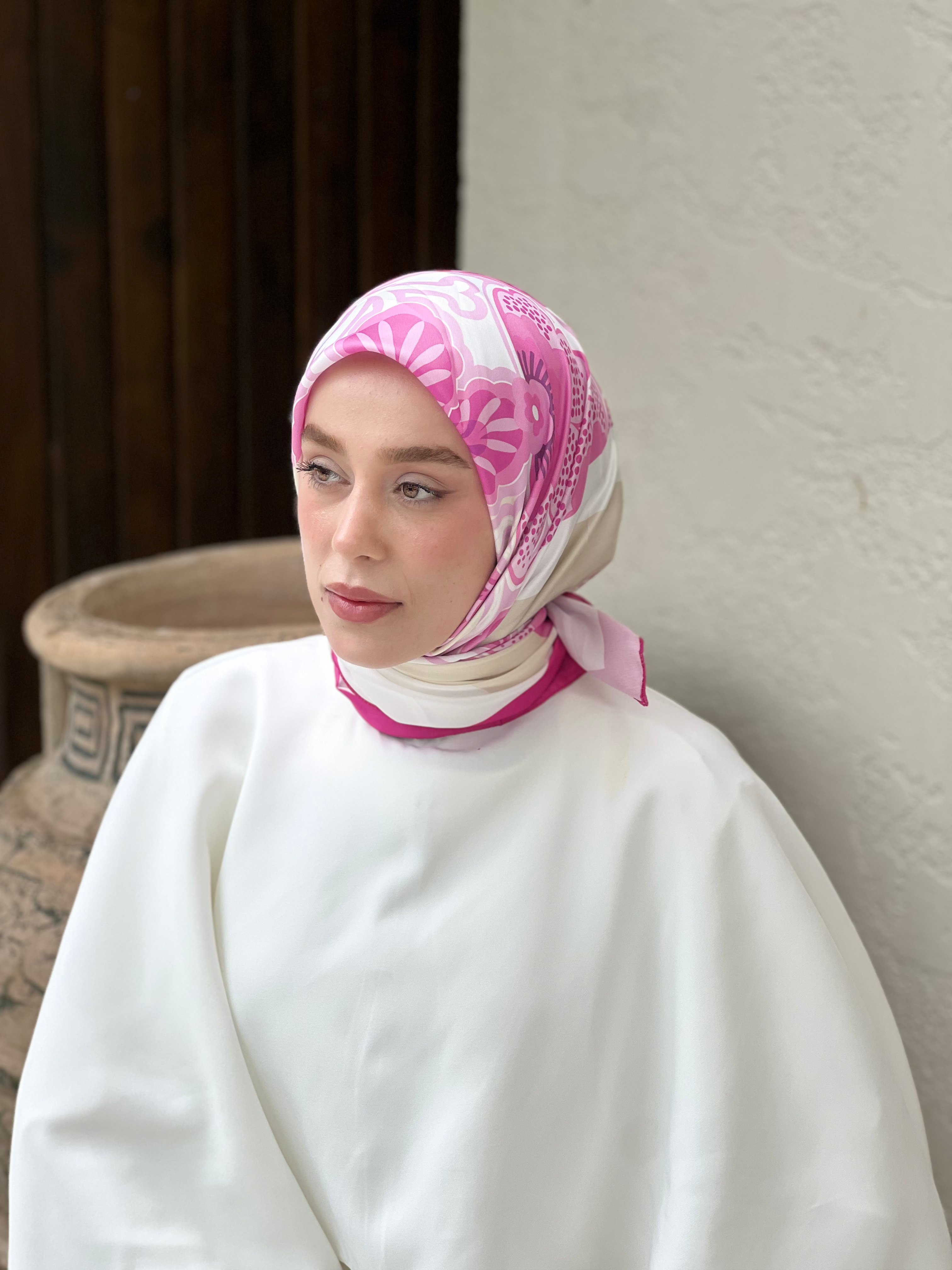 Sarmaşık Twill Eşarp - Fuşya