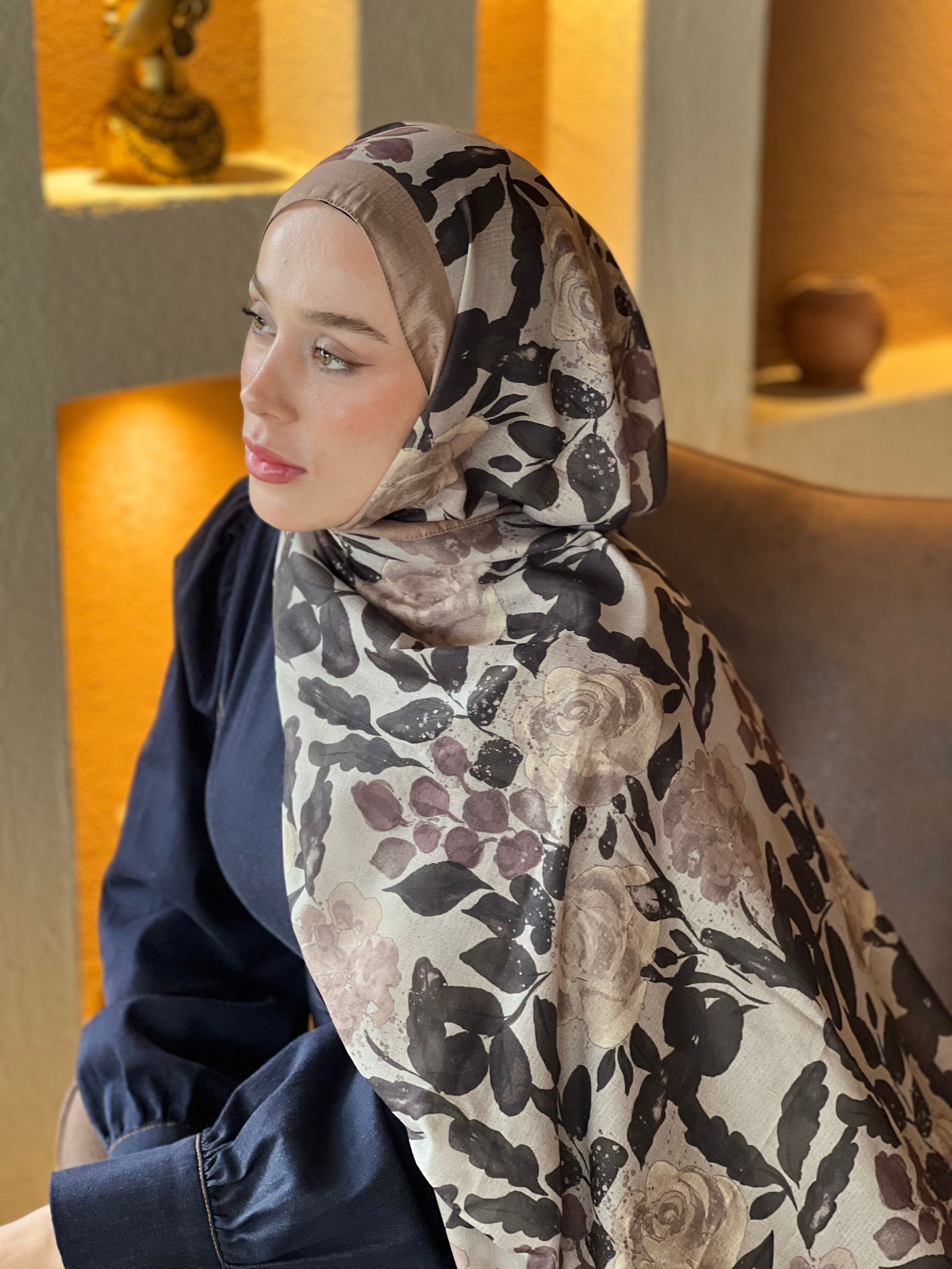 Verd Desen Lina Şal - Koyu Vizon