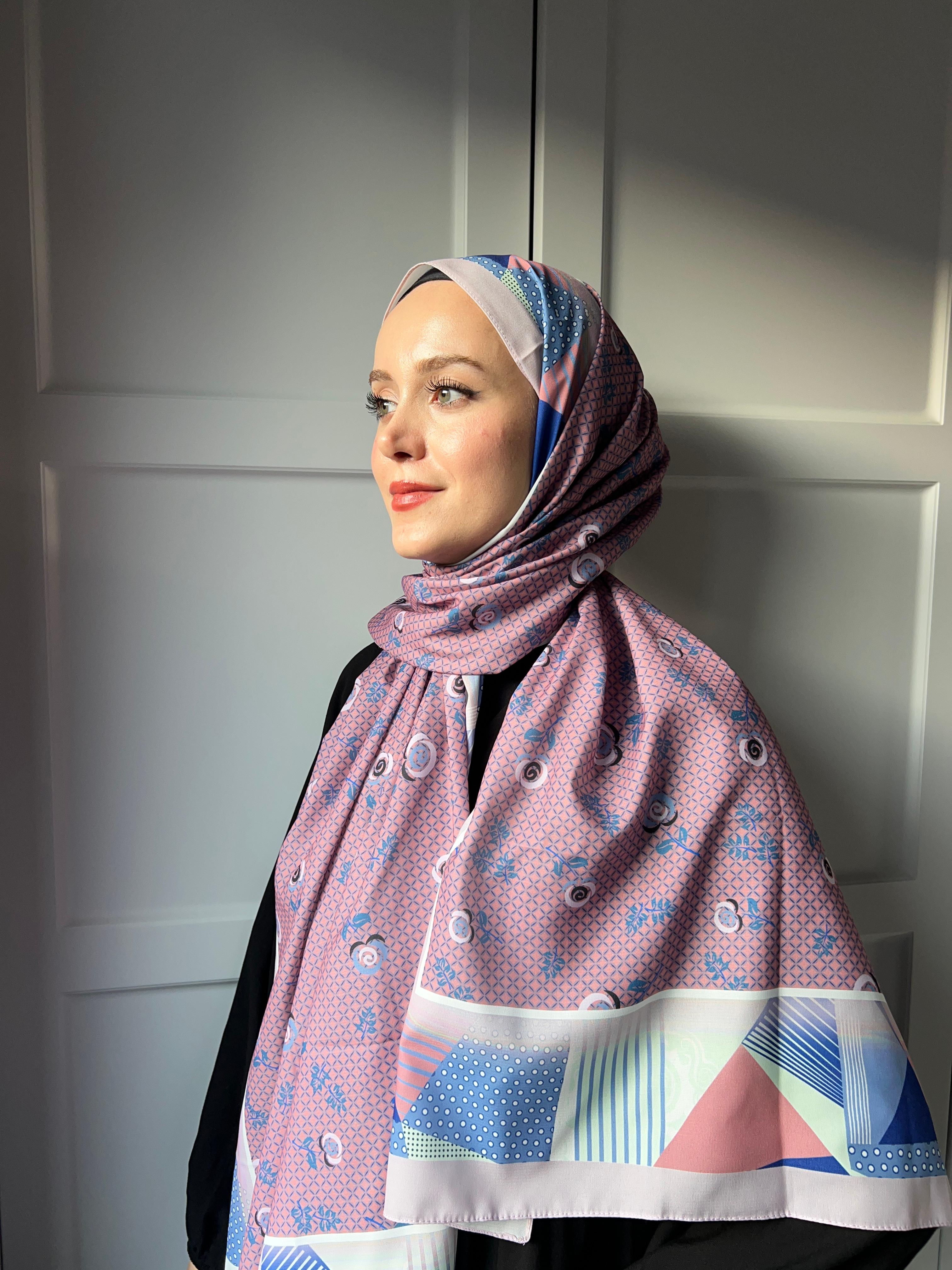 Diji Medina Silk Shawl Line Polka Dot Pattern - Powder Pink