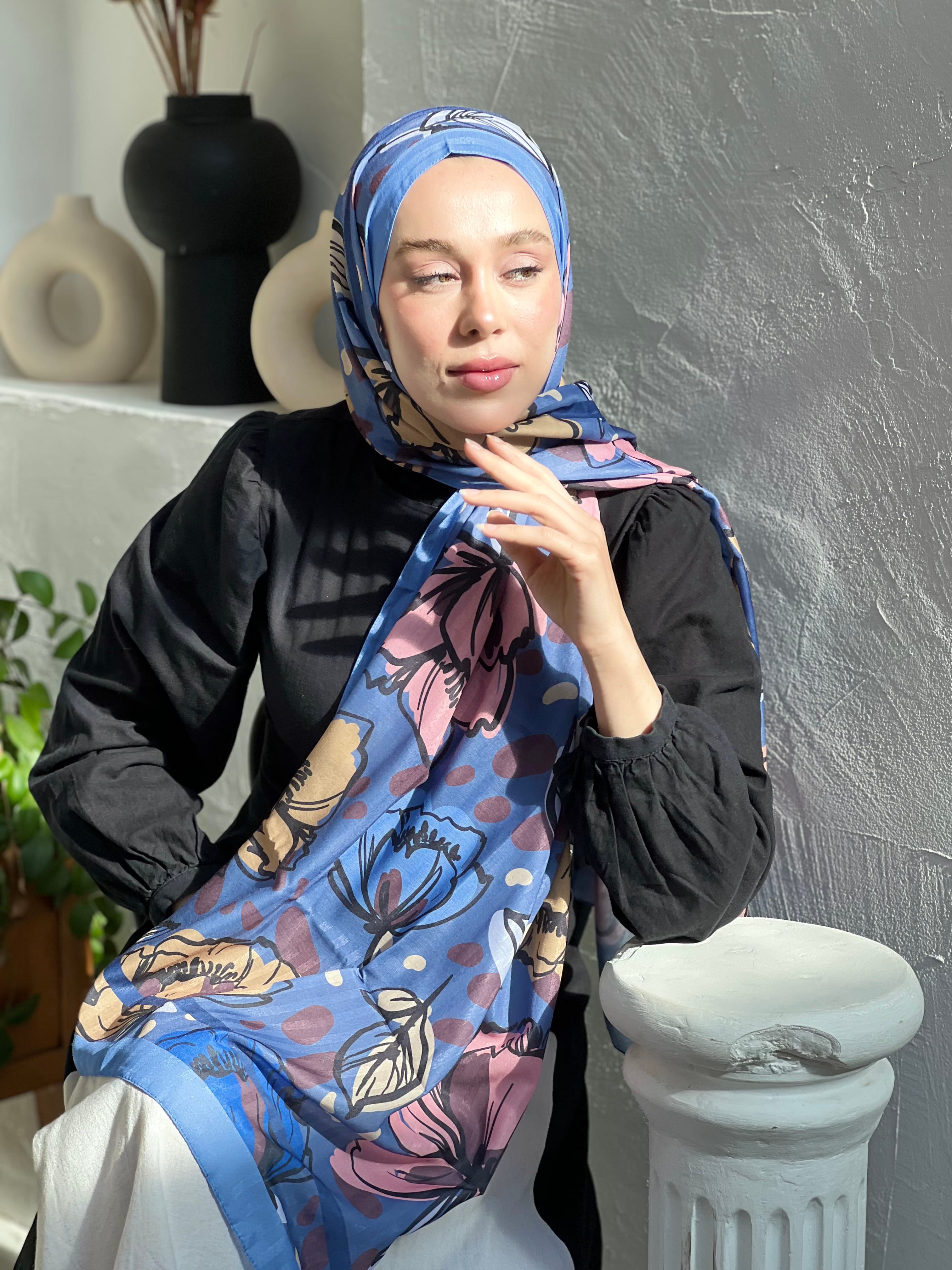 Lilyum Desen Çizgili Şal