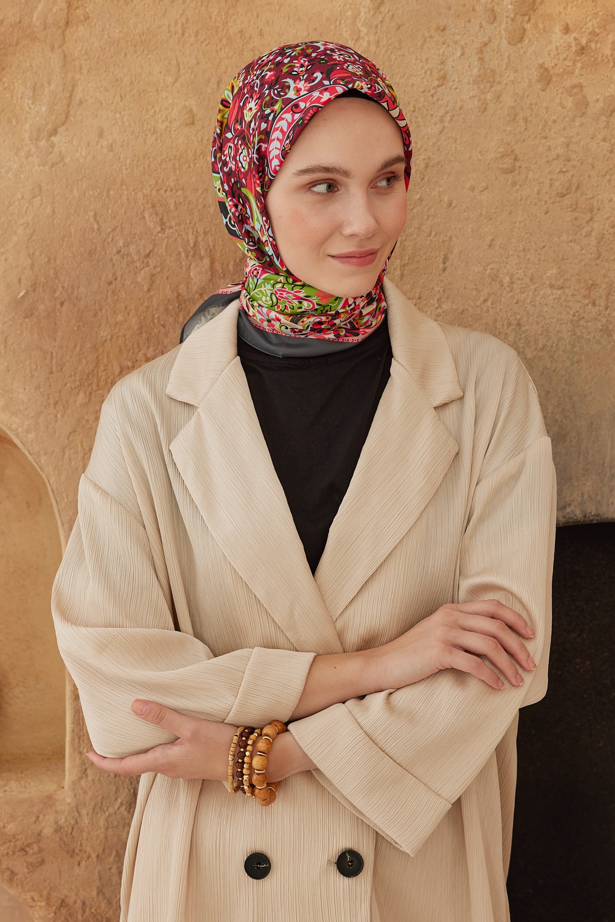 Ethnic Twill Eşarp - Antrasit