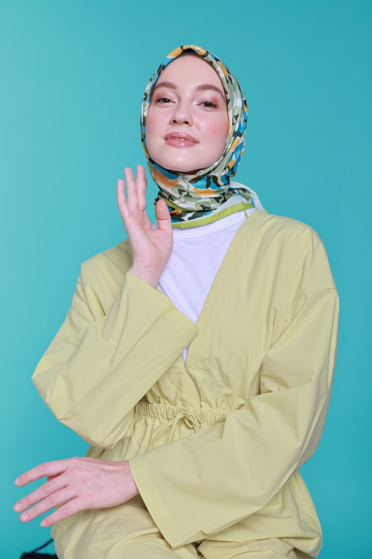 Folky Cotton Scarf - Lime