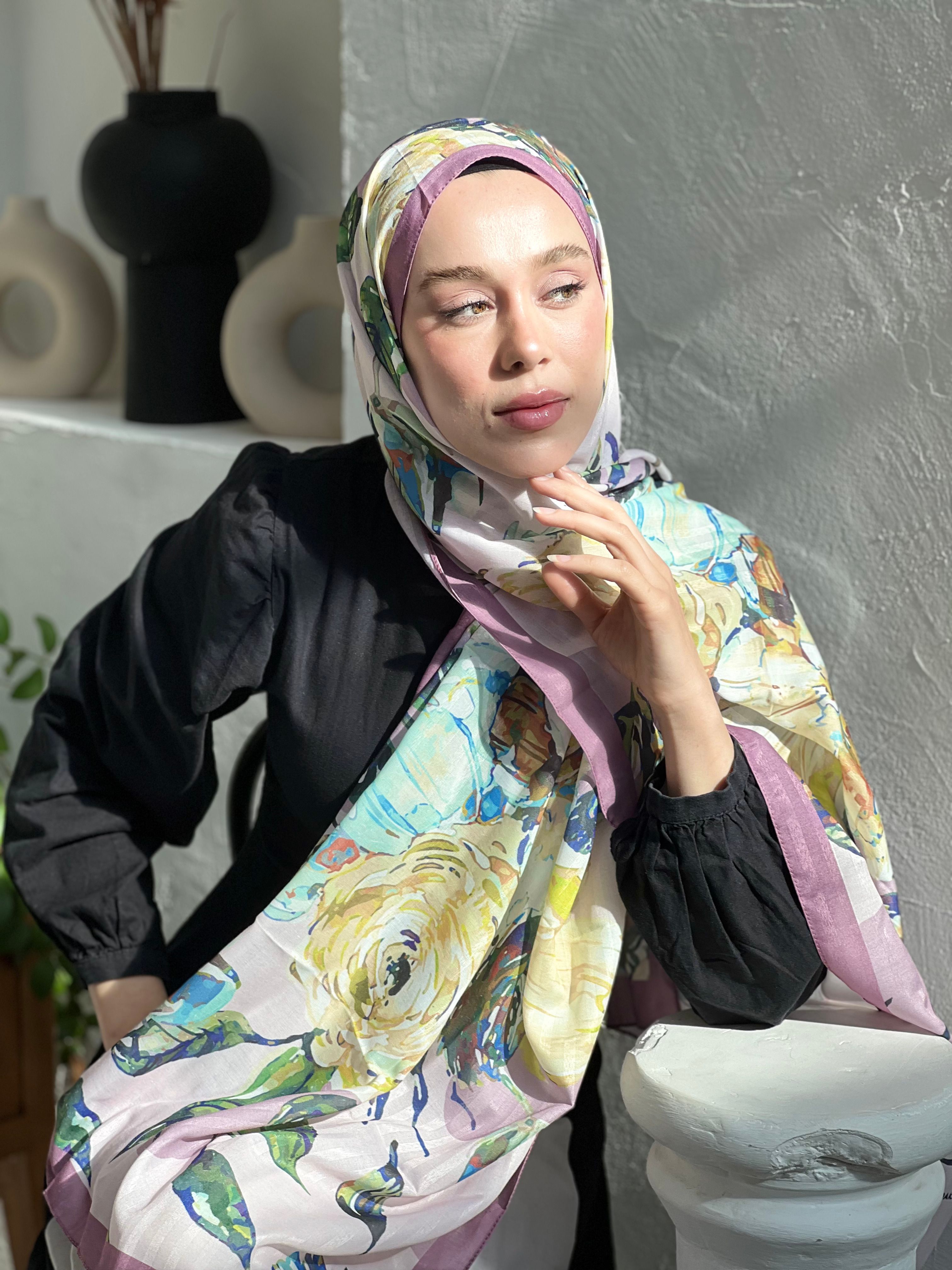 Azalea Pattern Striped Shawl