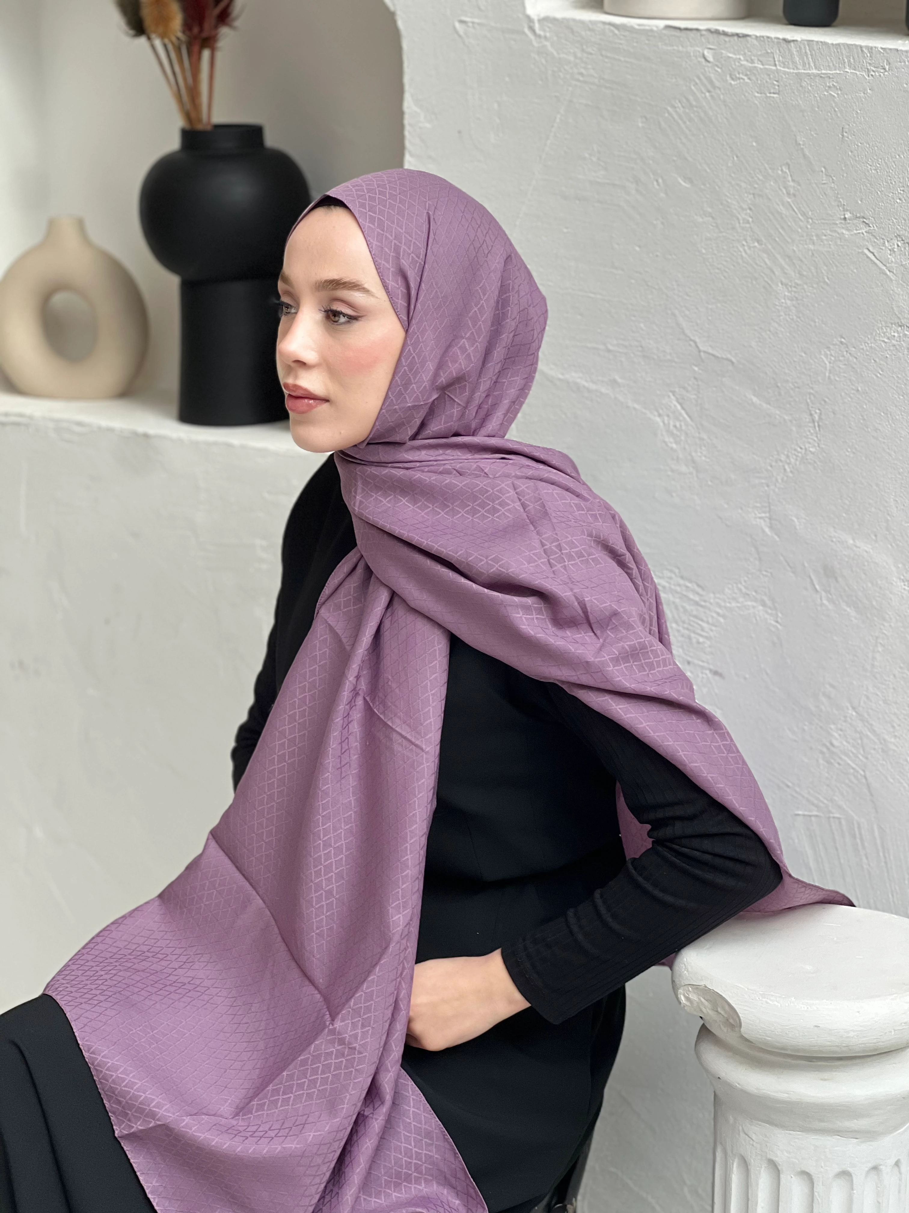 Soft Jakar Serisi İnci Ritim Desen Şal