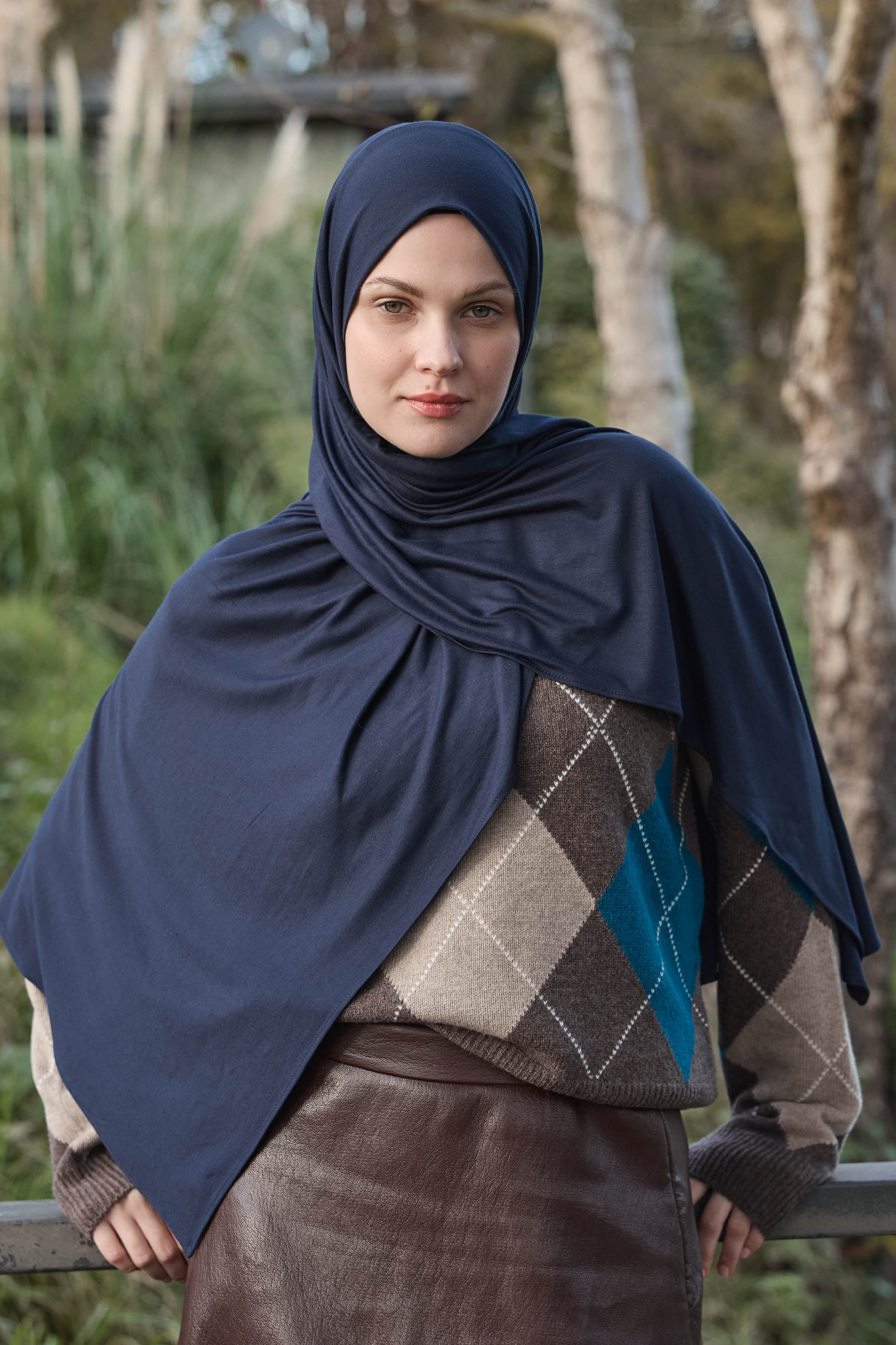 Bambu Penye Şal - Koyu Lacivert