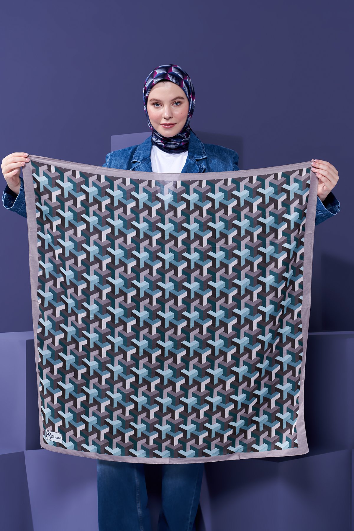 3D Scarf Curtain Desen Pamuk Eşarp