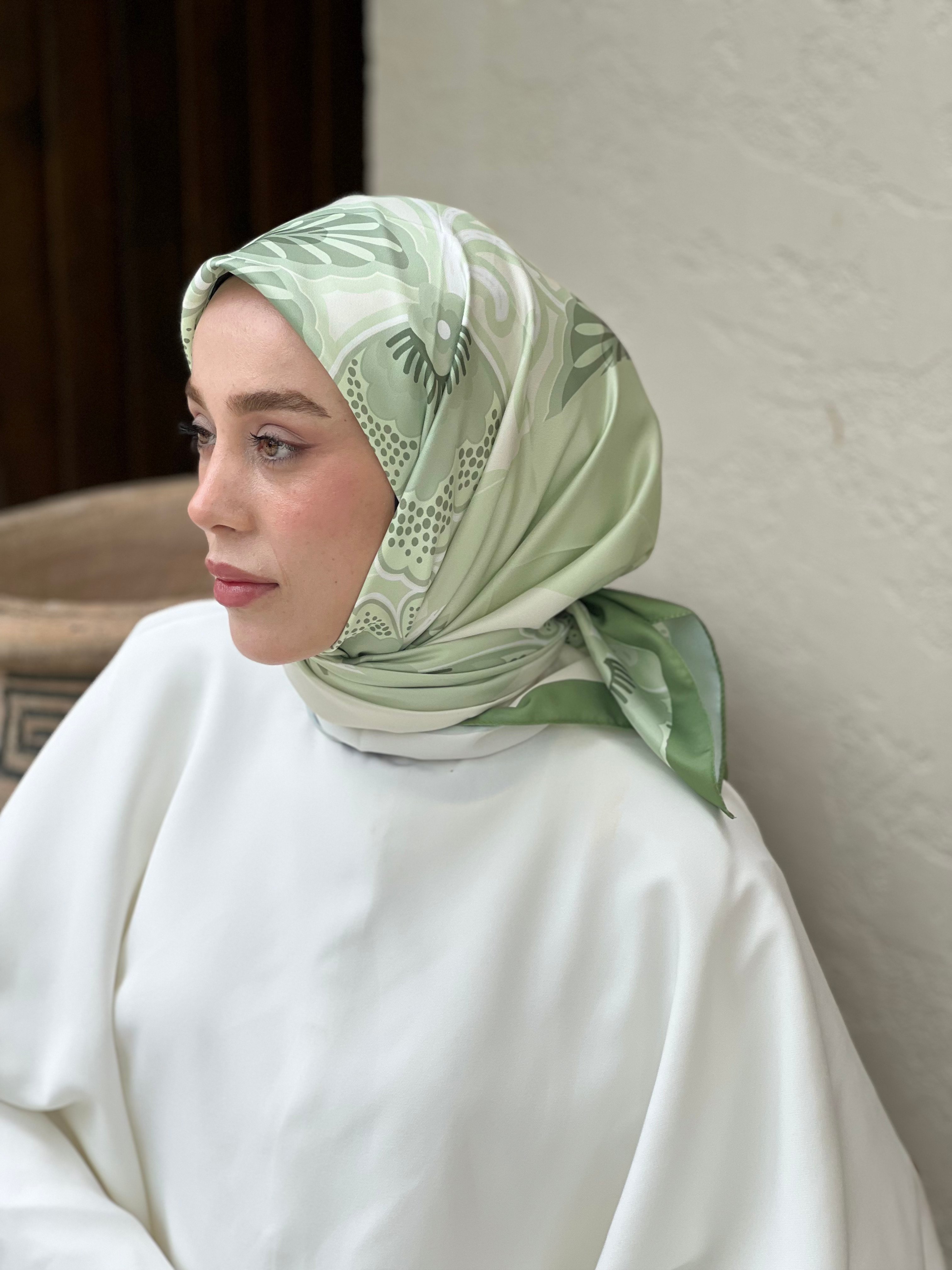 Sarmaşık Twill Eşarp - Elma Yeşili