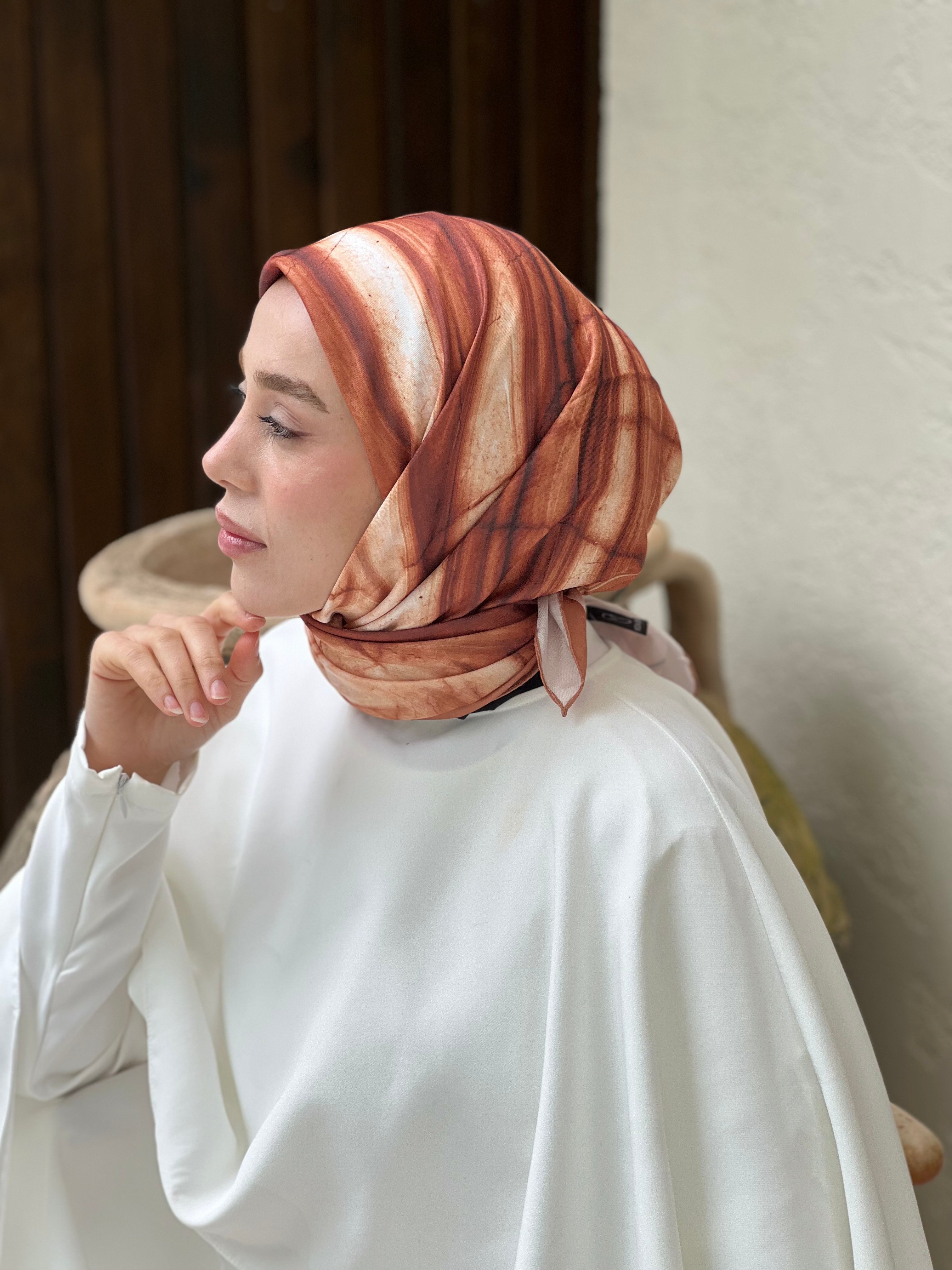 Marble Pattern Tanca Scarf - Caramel