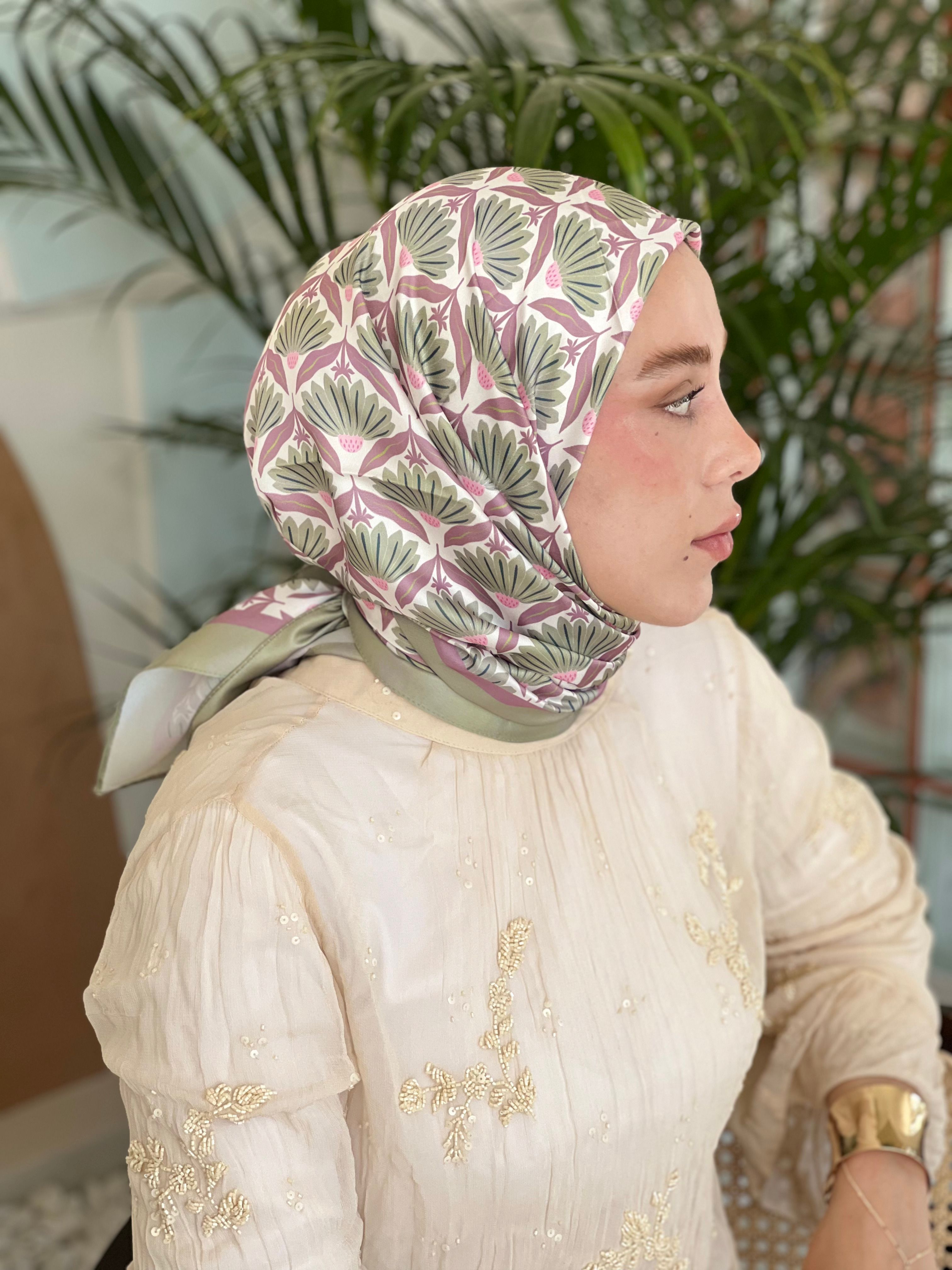 Petalia Desen Tanca Eşarp - Yeşil Çay