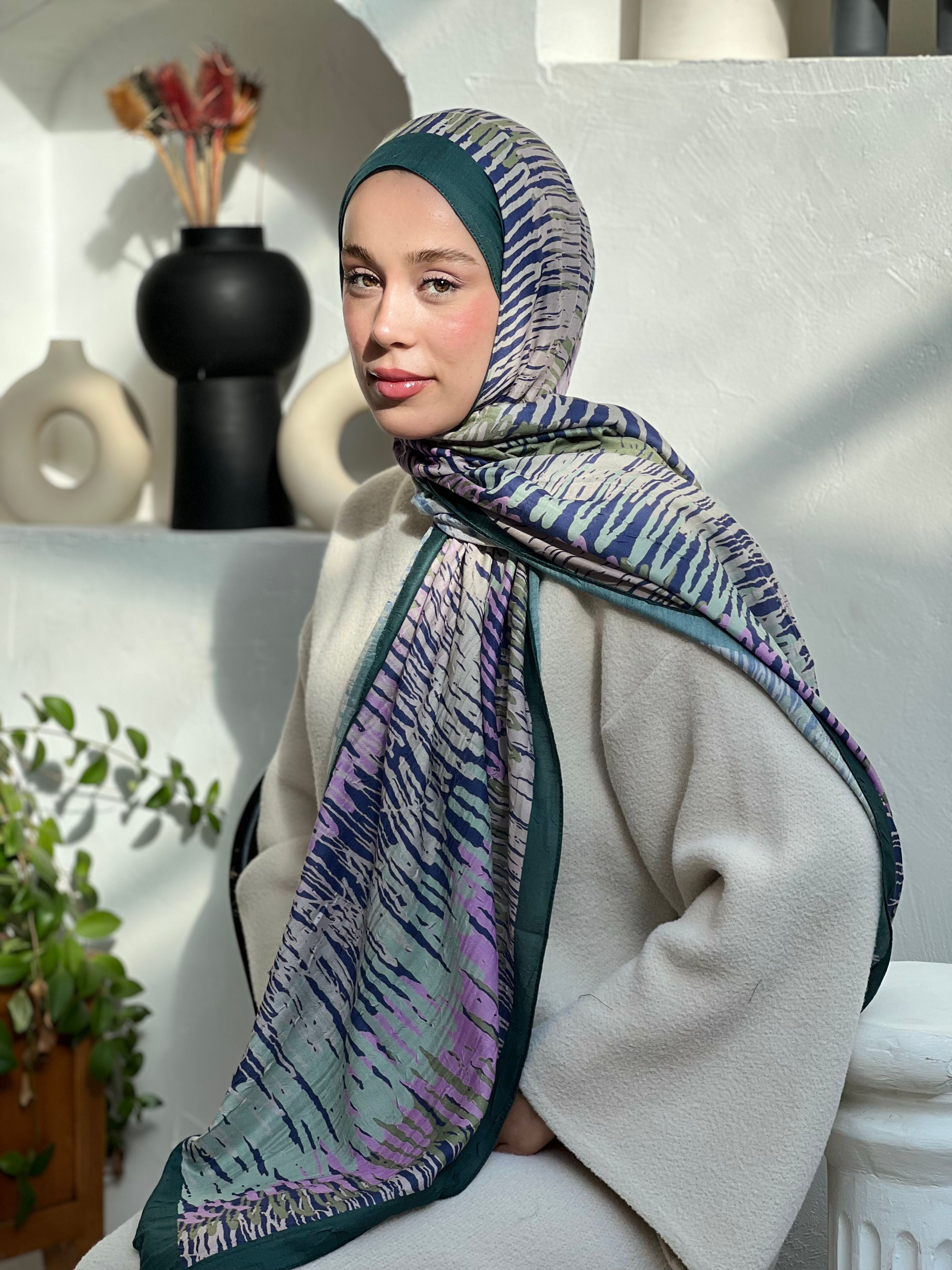 Linye Pattern Bamboo Shawl - Dark Green