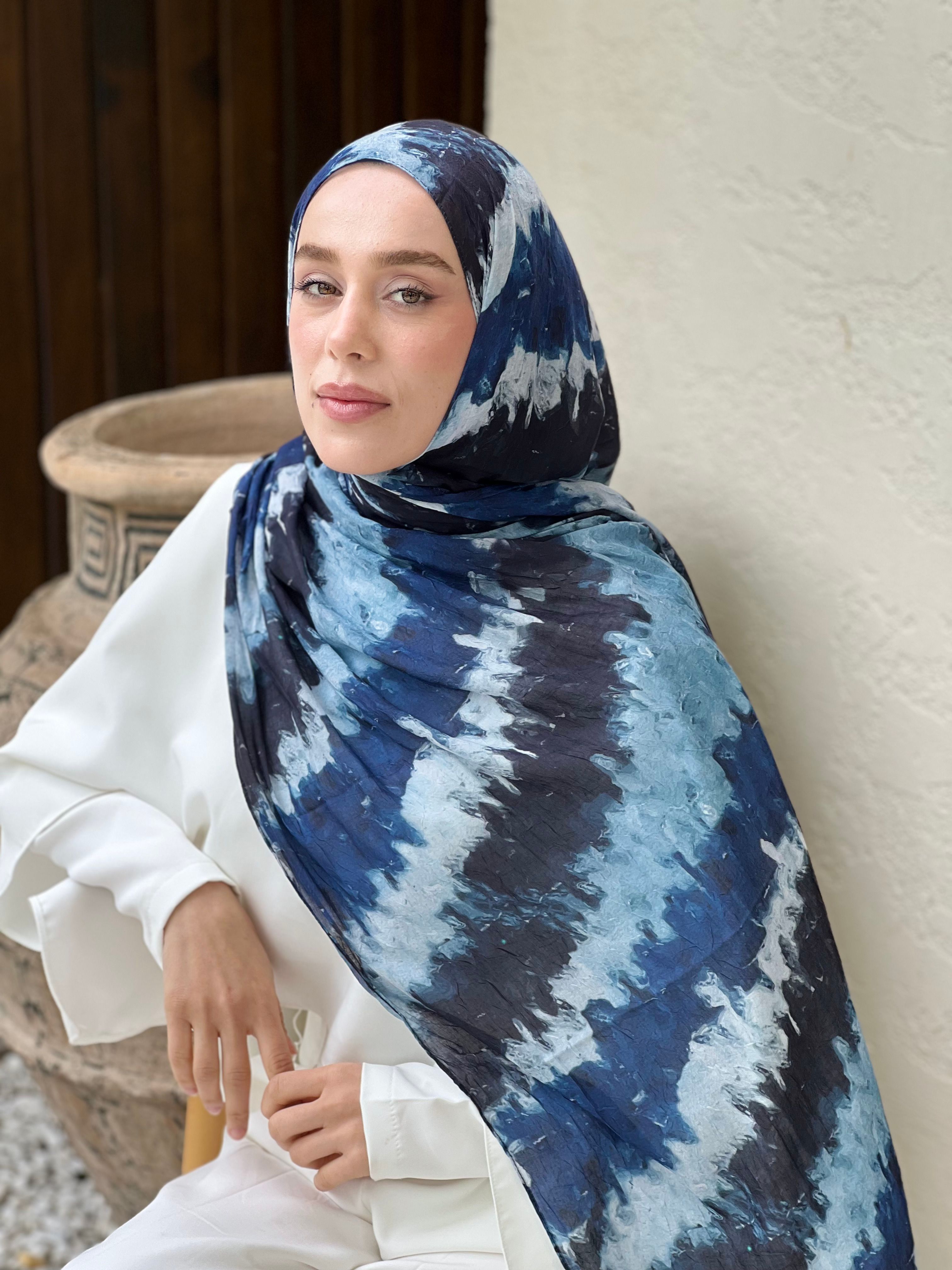 Spring Rhythm Pattern Bamboo Shawl - Petroleum