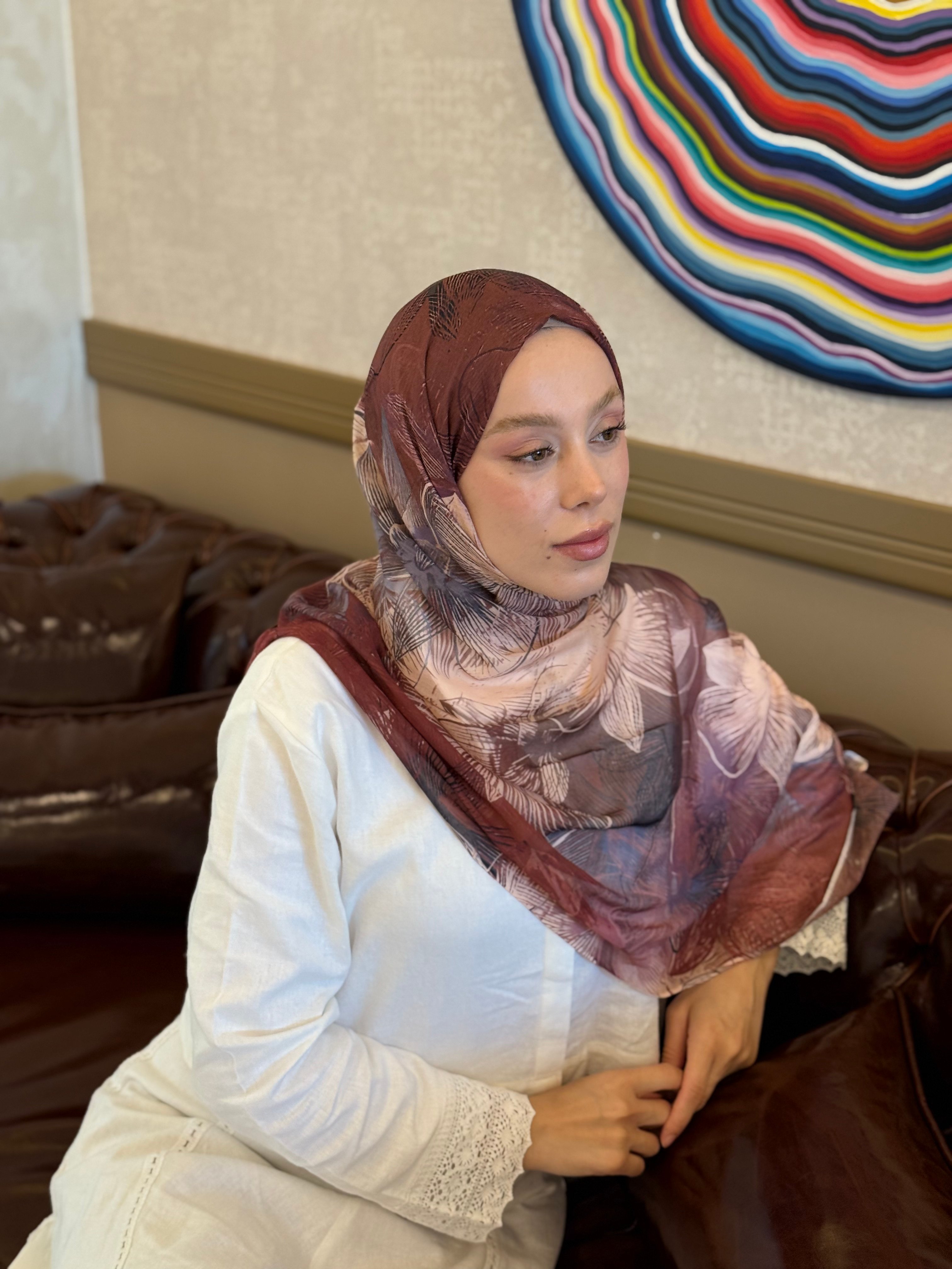 Esilda Desen Aya Şal - Vizon