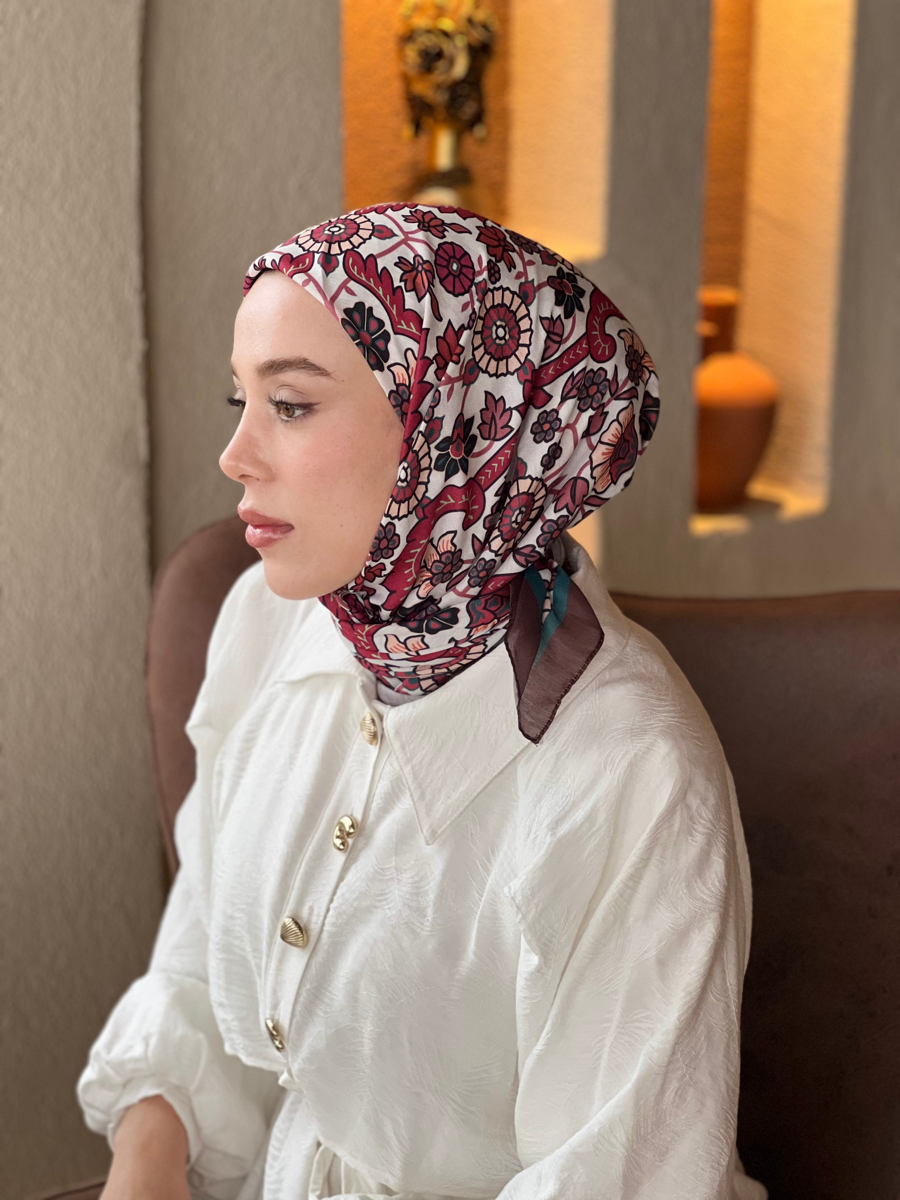 Kayra Pattern Cotton Scarf - Brown