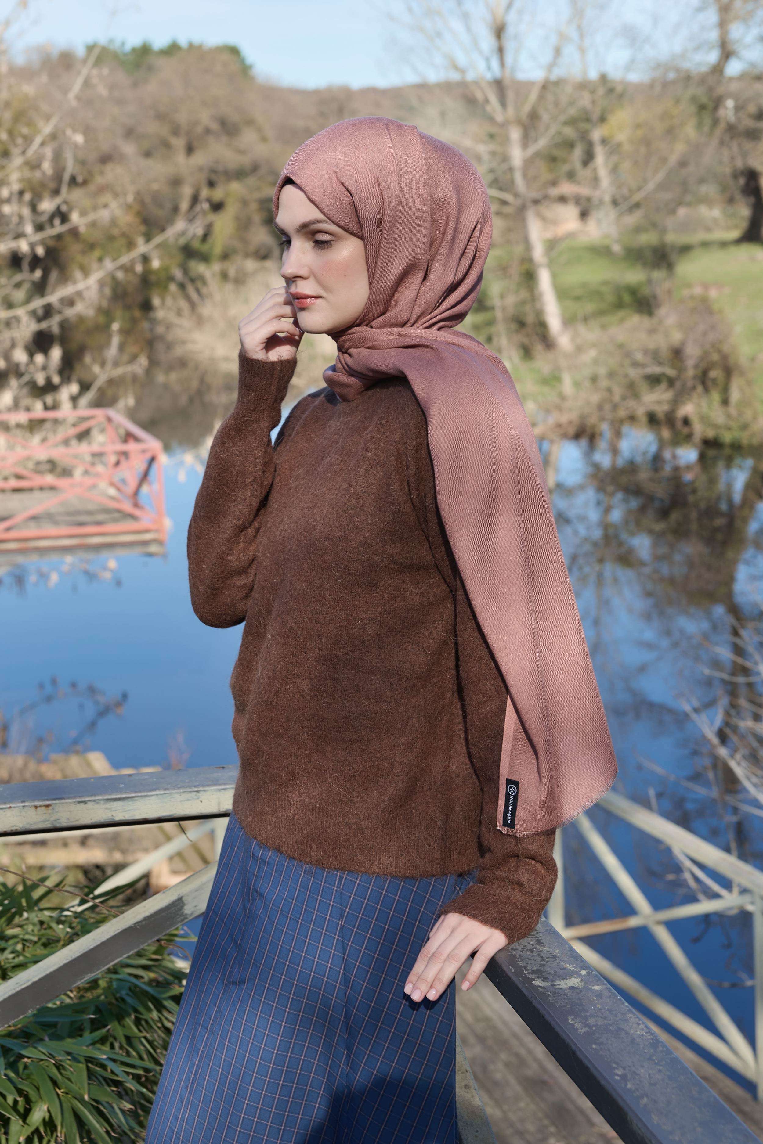 Liora Viskon Şal - Koyu Vizon