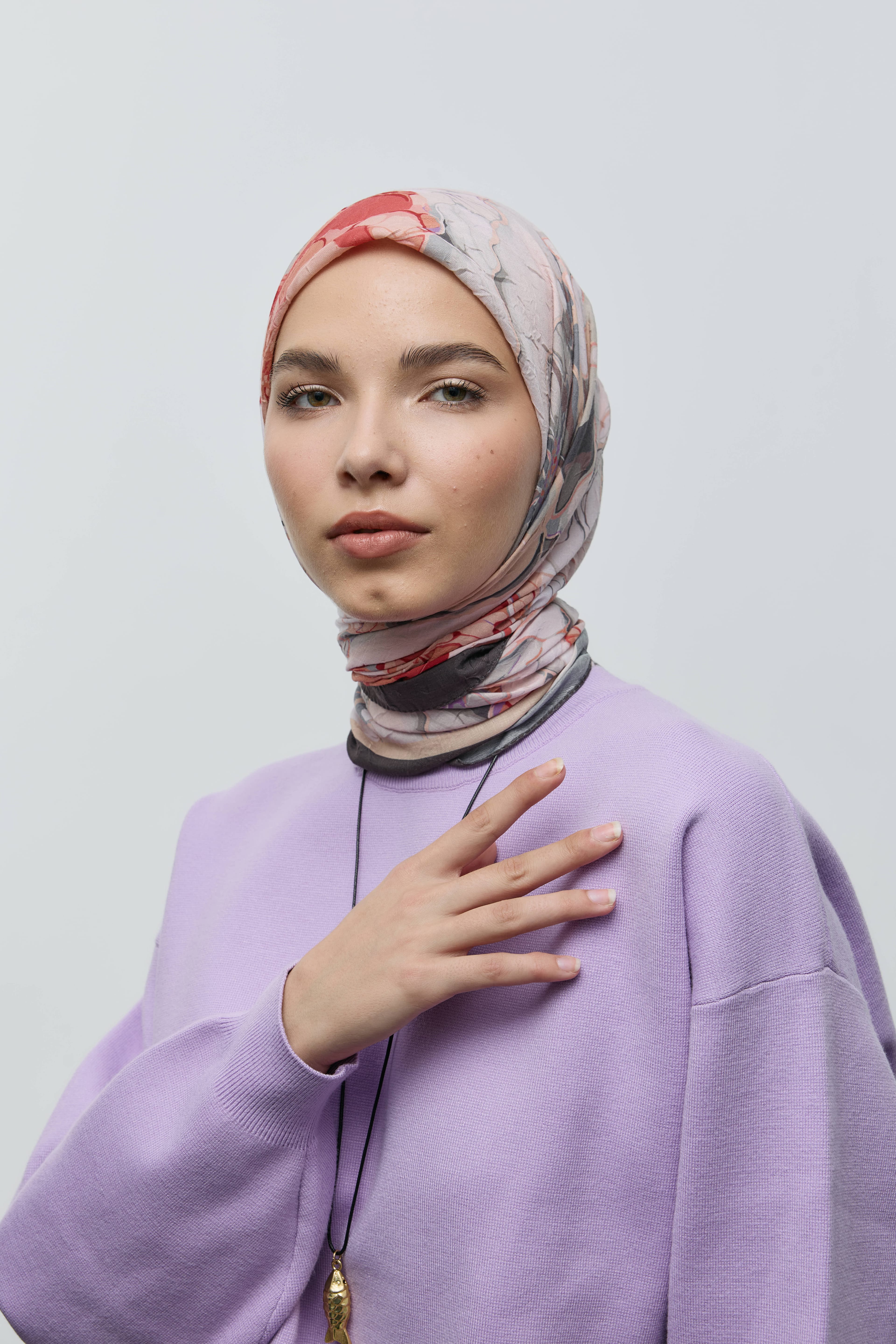 Ebruli Desen Bambu Eşarp - Acı Kahve