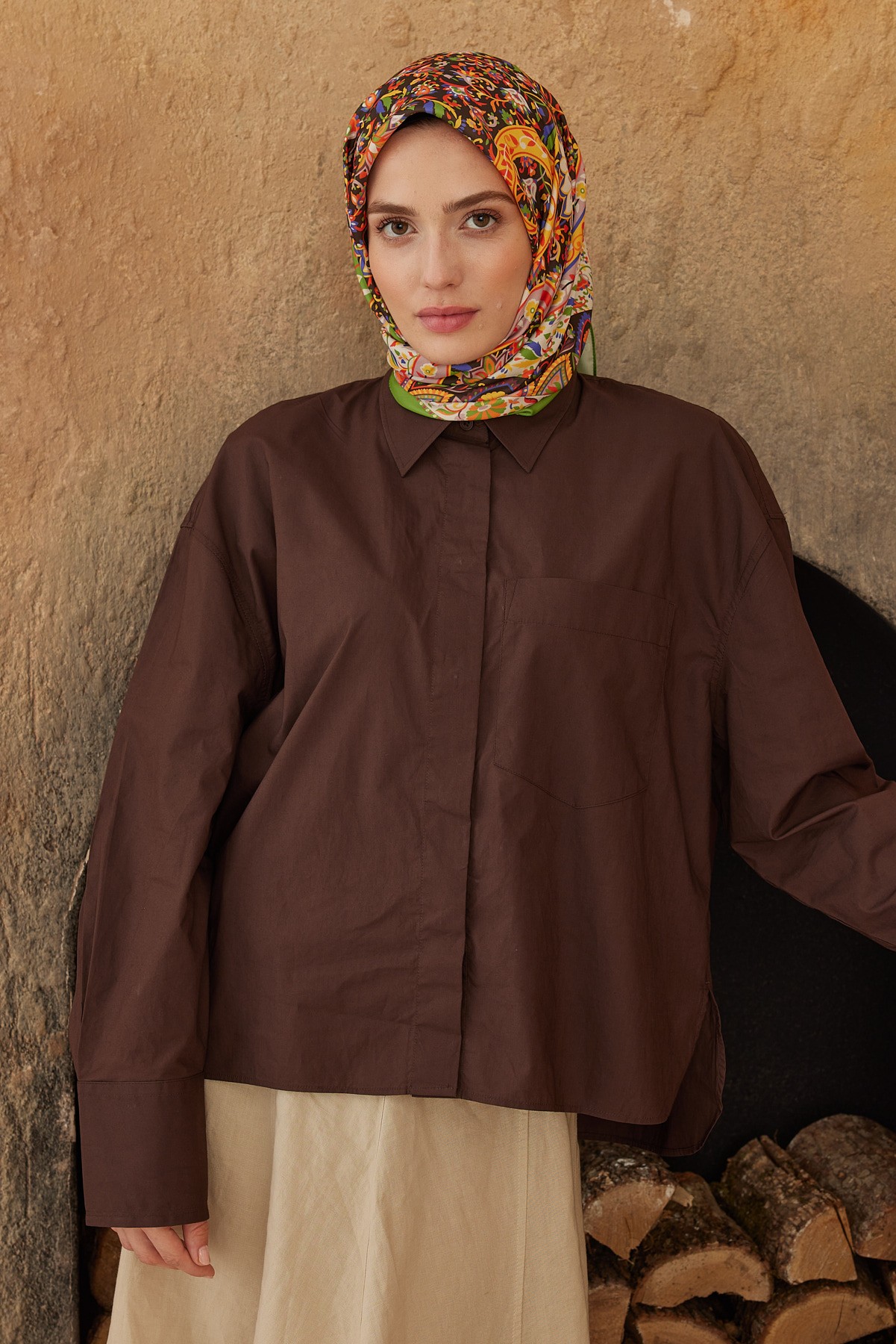 Ethnic Twill Eşarp - Çimen Yeşili