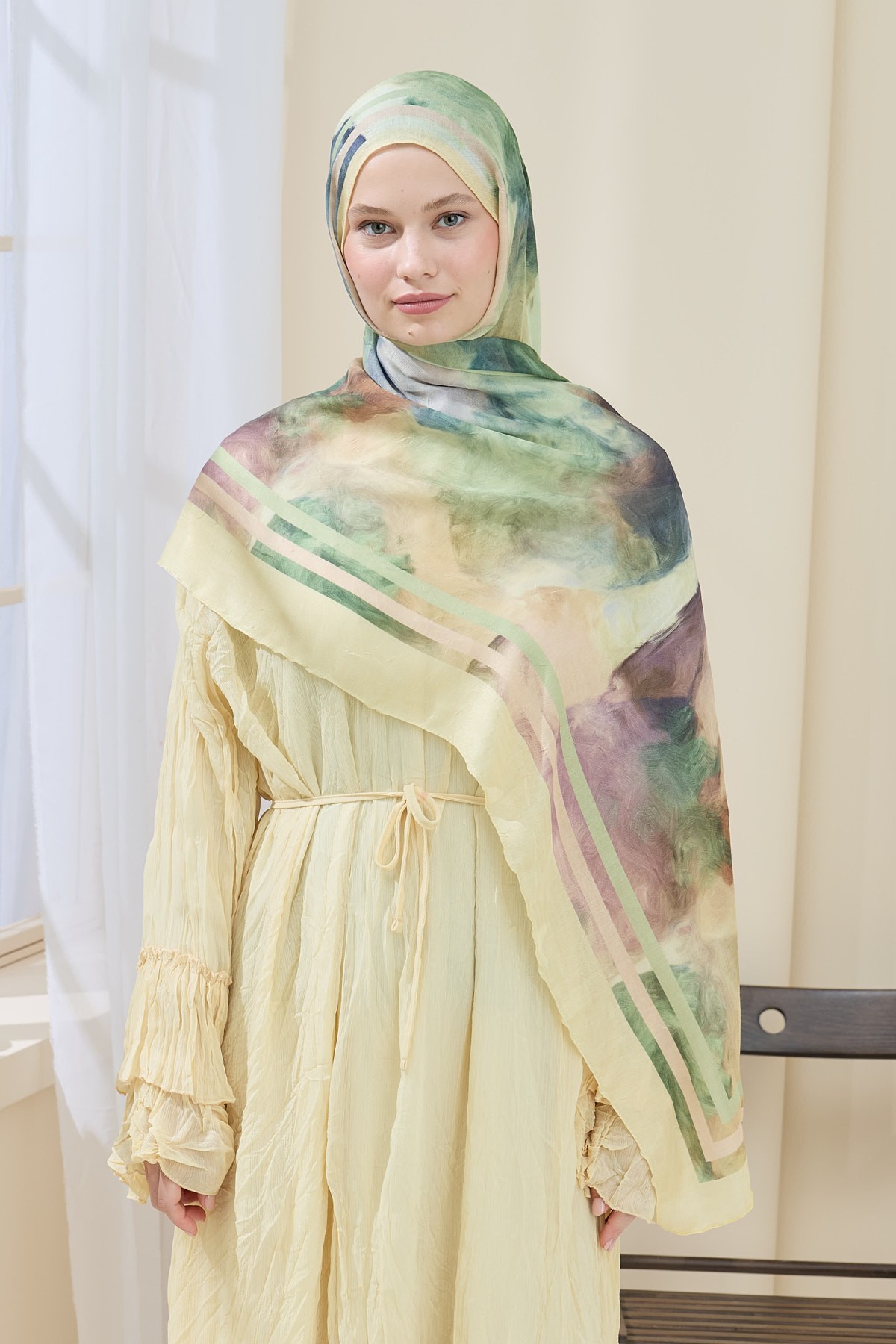 Mistral Desen Bambu Şal - Butter Yellow