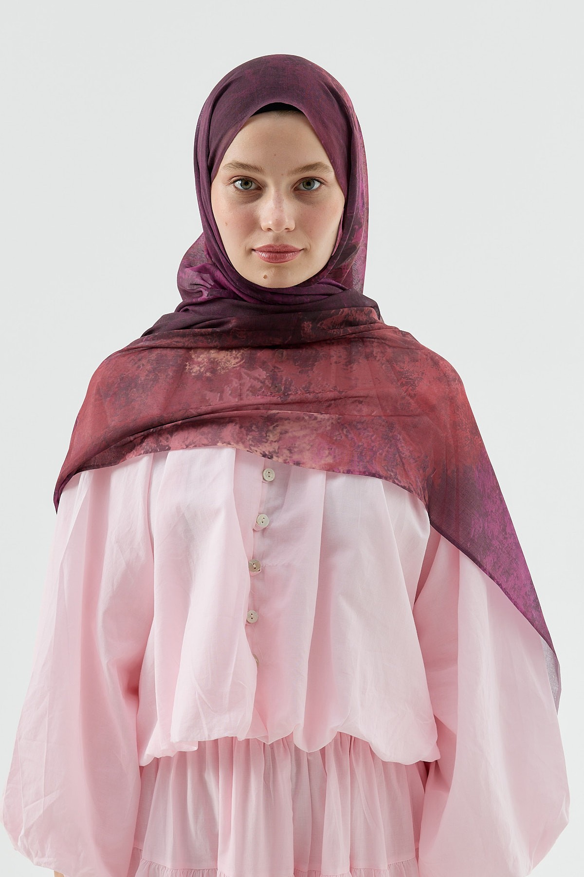 Viola Desen Aya Şal - Mürdüm-Marsala