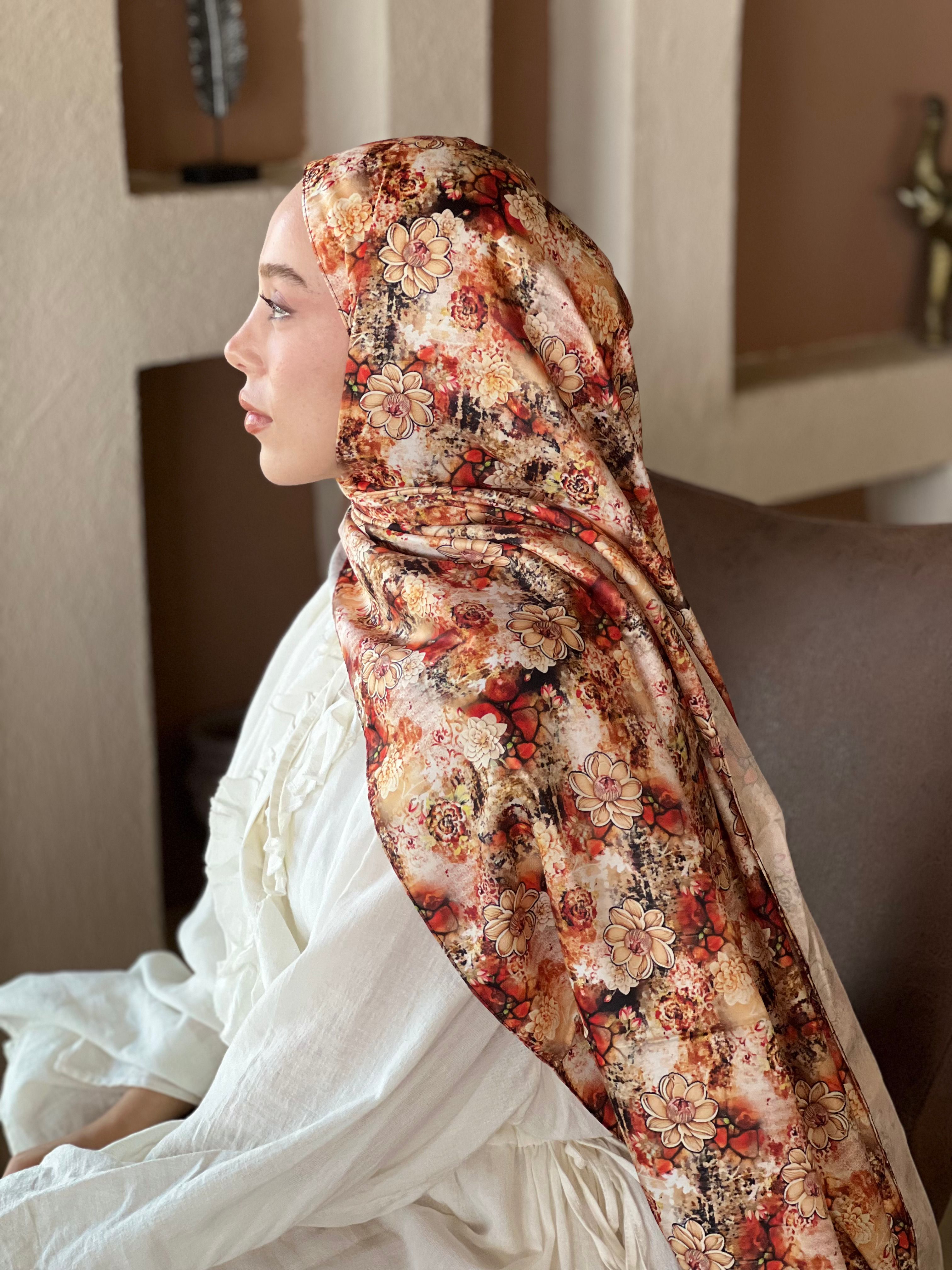 Zemheri Pattern Twill Shawl - Turuncu-Bej