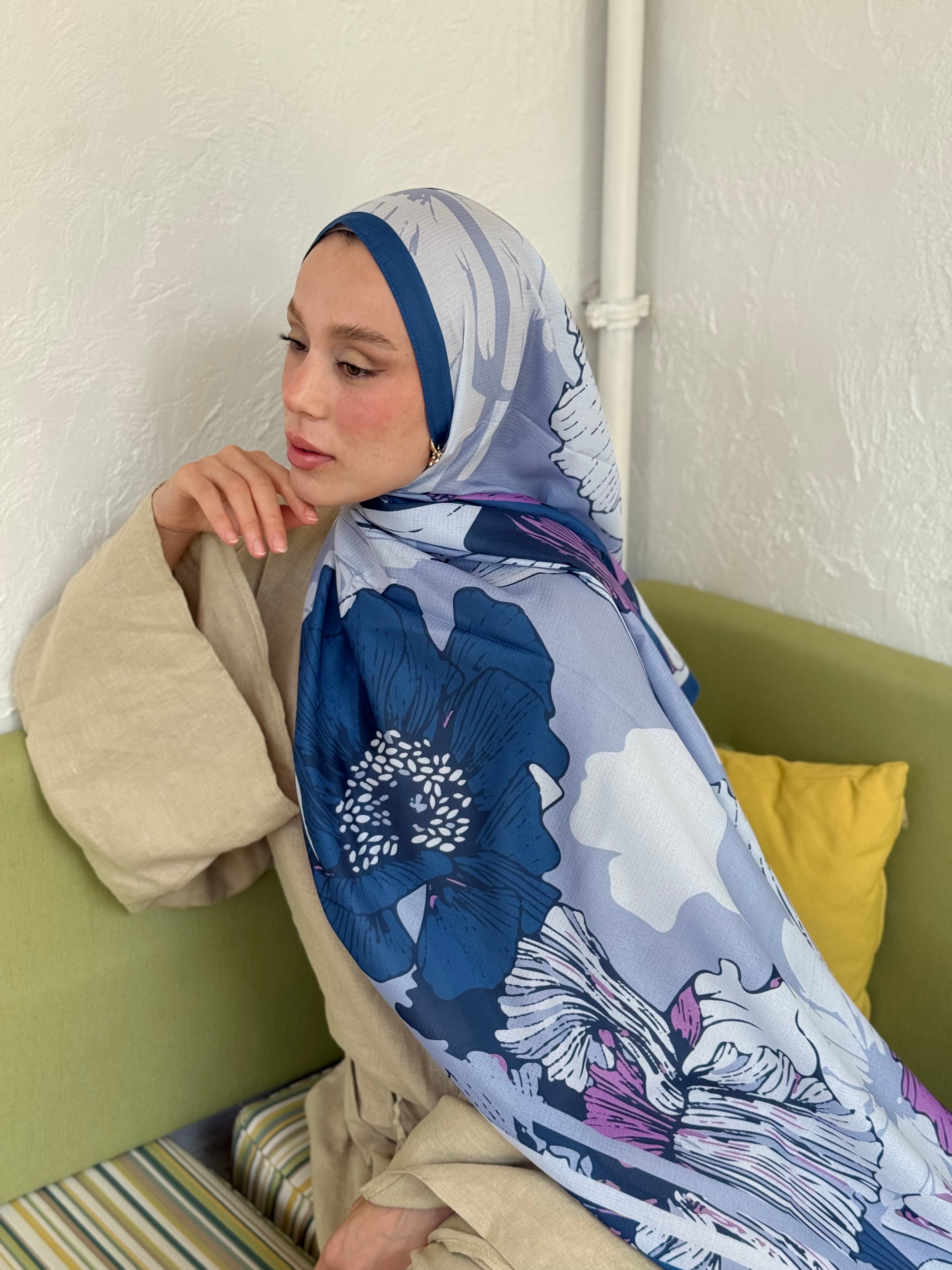 Shelia Desen Lina Şal - İndigo