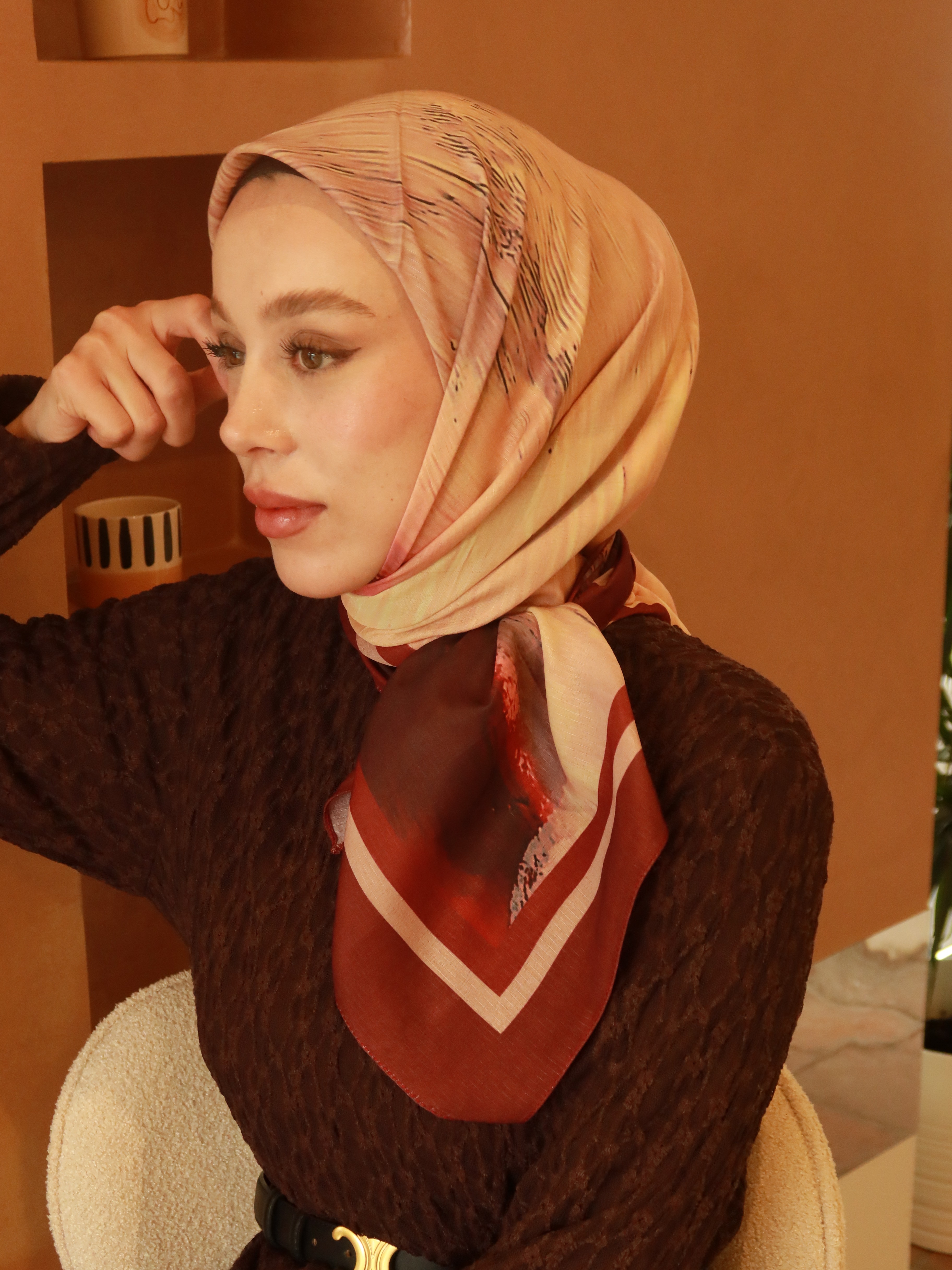 Nerith Desen Lina Eşarp - Bordo