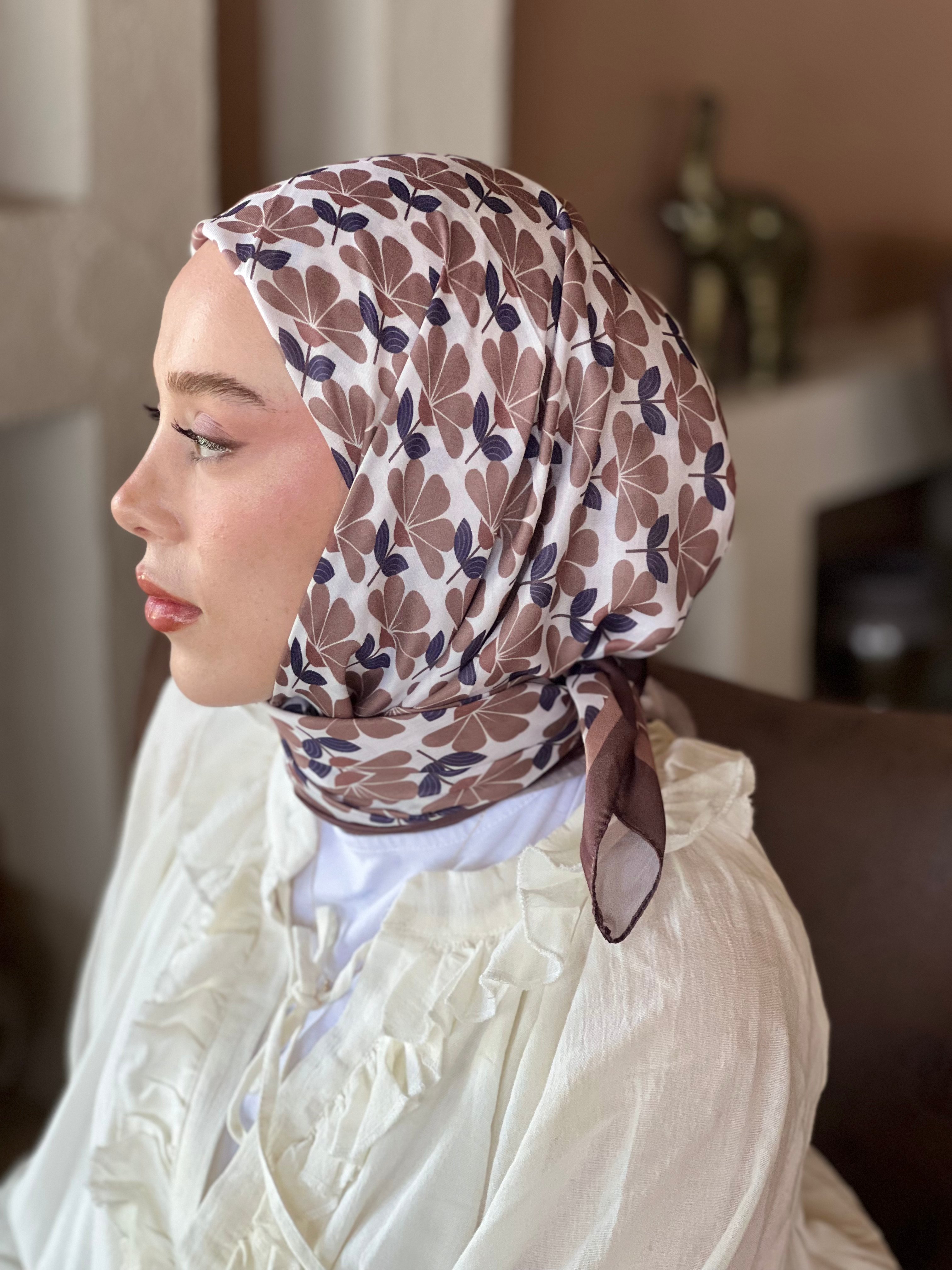 Yonca Desen Pamuk Eşarp - Kahverengi