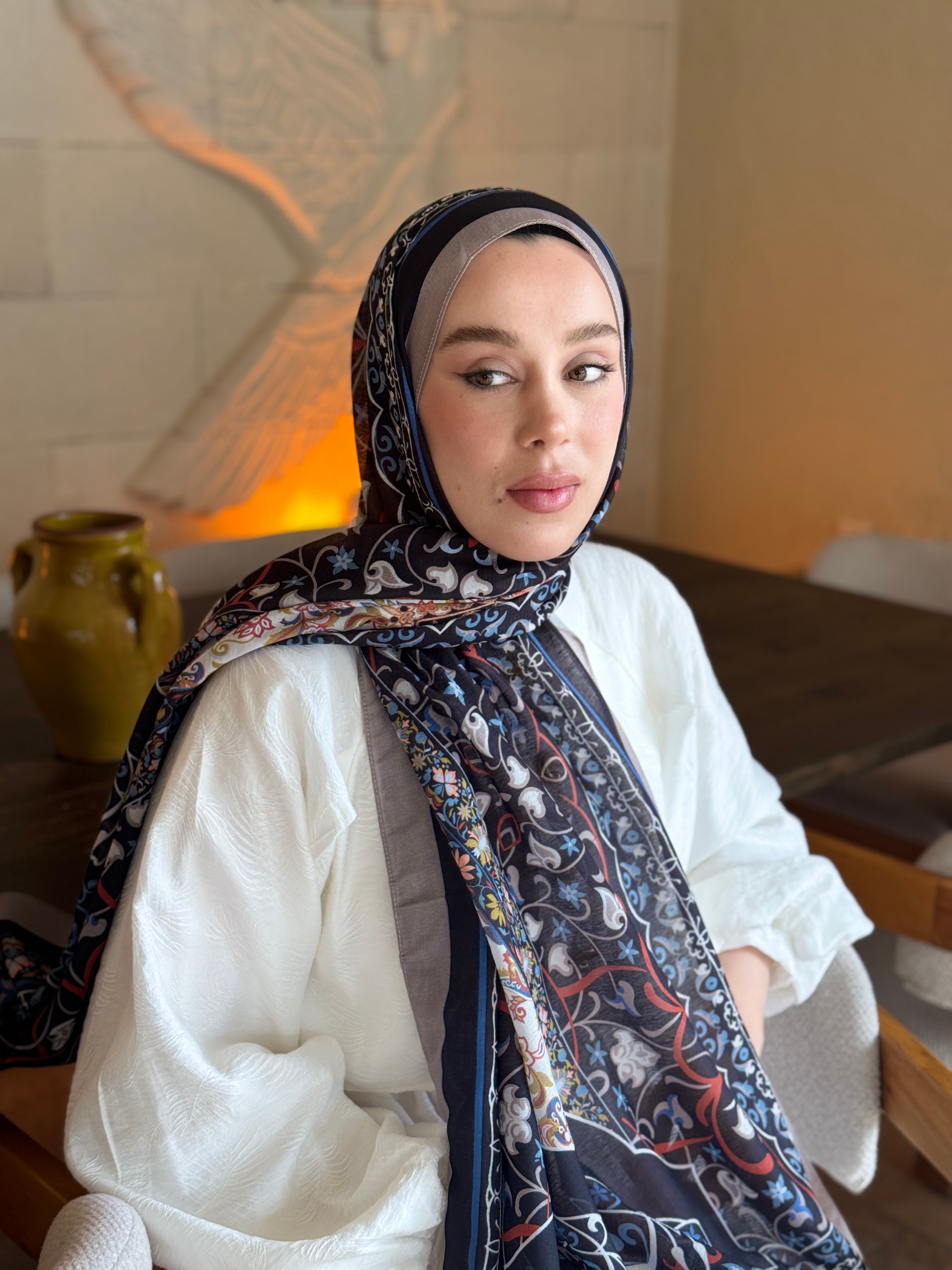 Pıtrak Desen Lina Şal - Antik Bej-Siyah