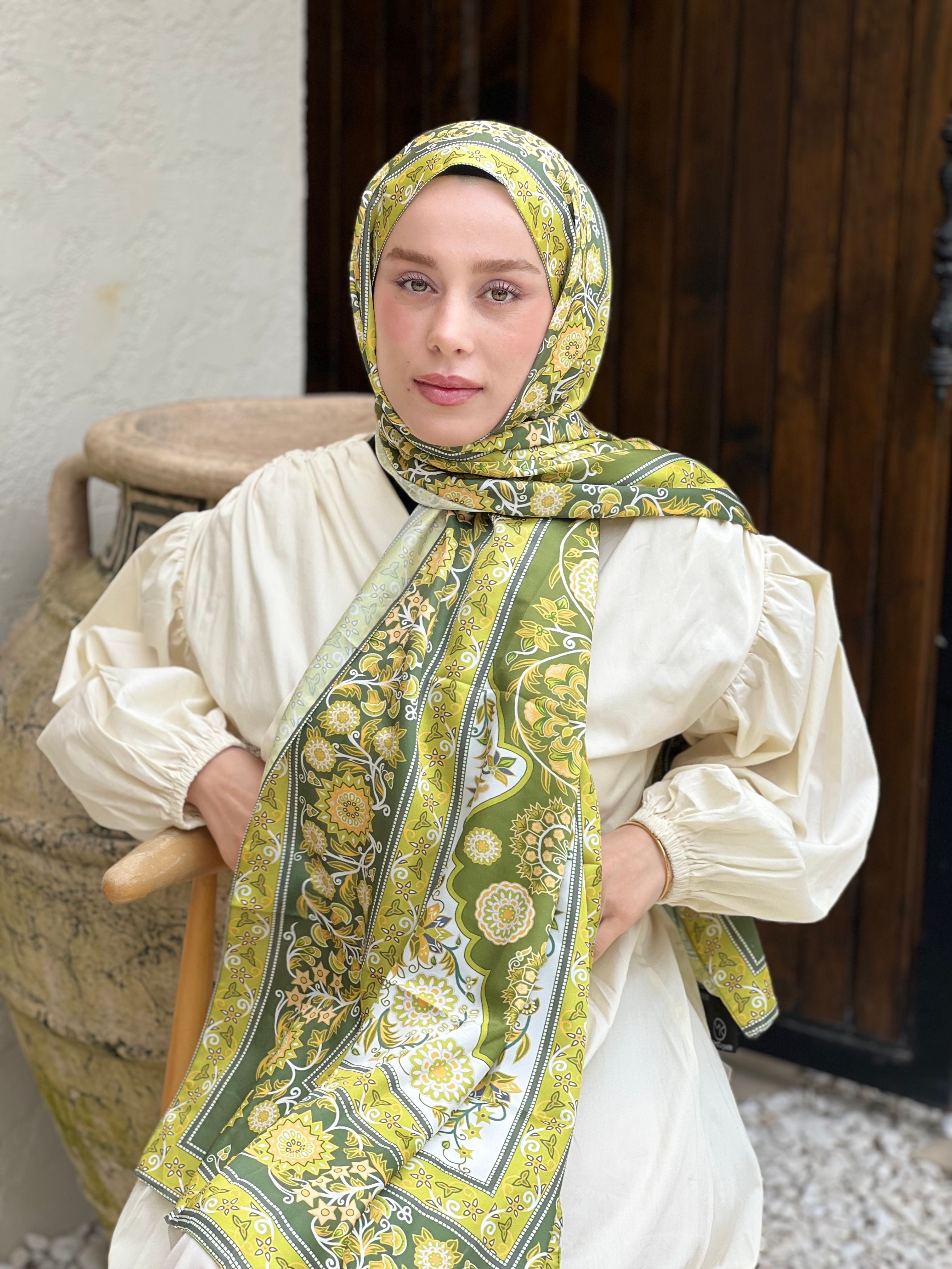 Gülce Desen Tanca Şal - Lime
