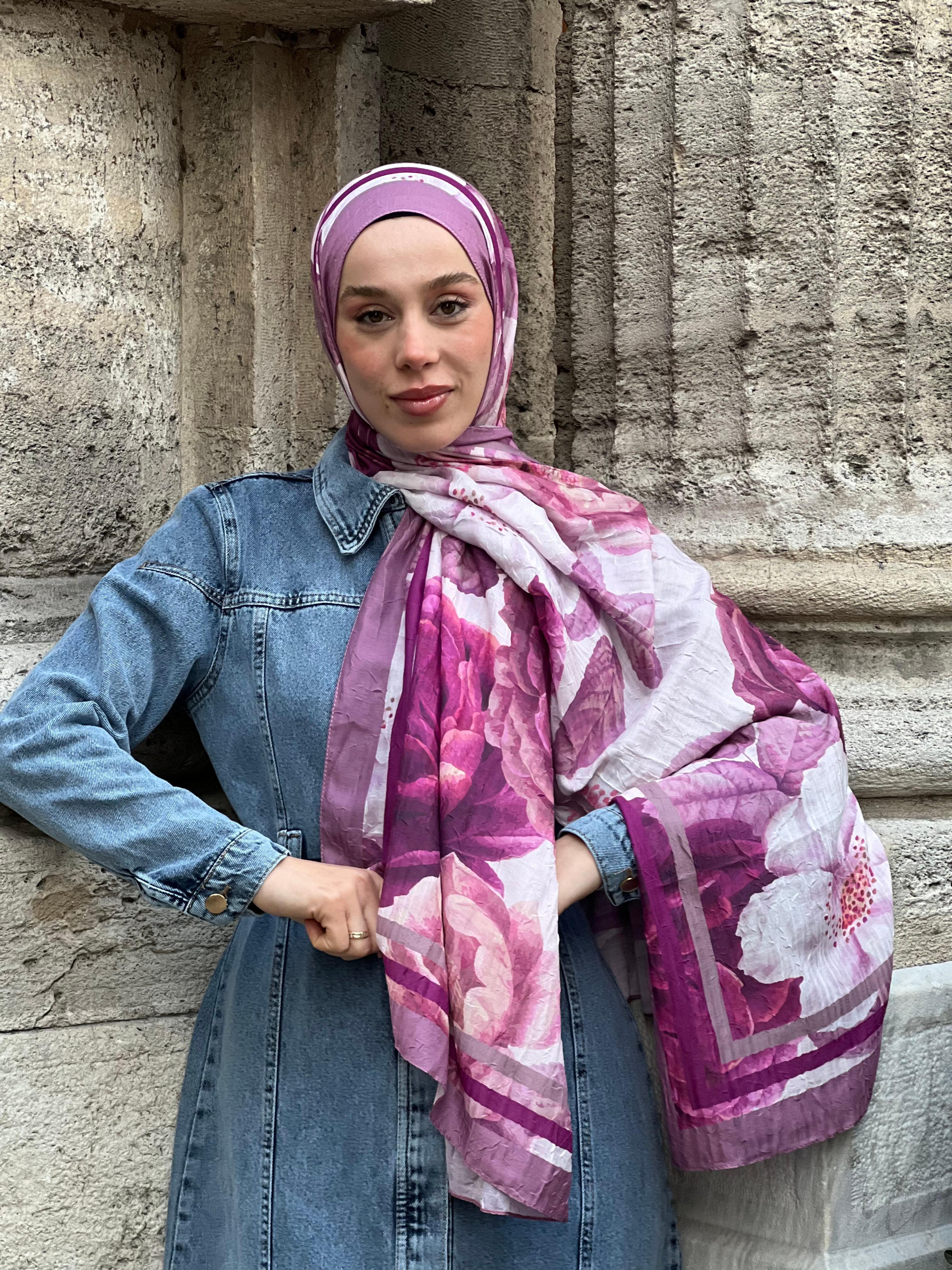 Gül Desen Bambu Şal