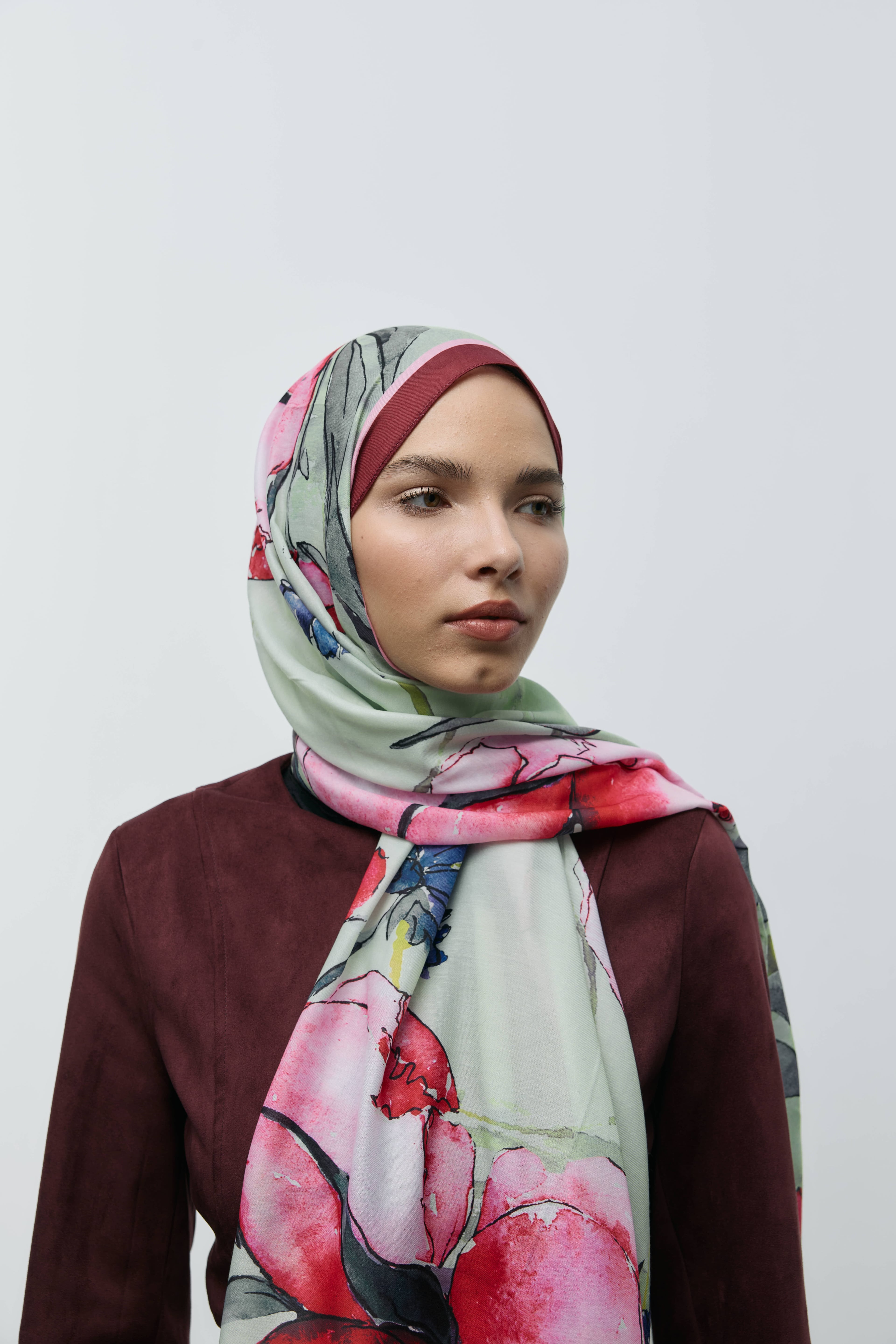 Nileya Desen Pamuk Şal - Bordo
