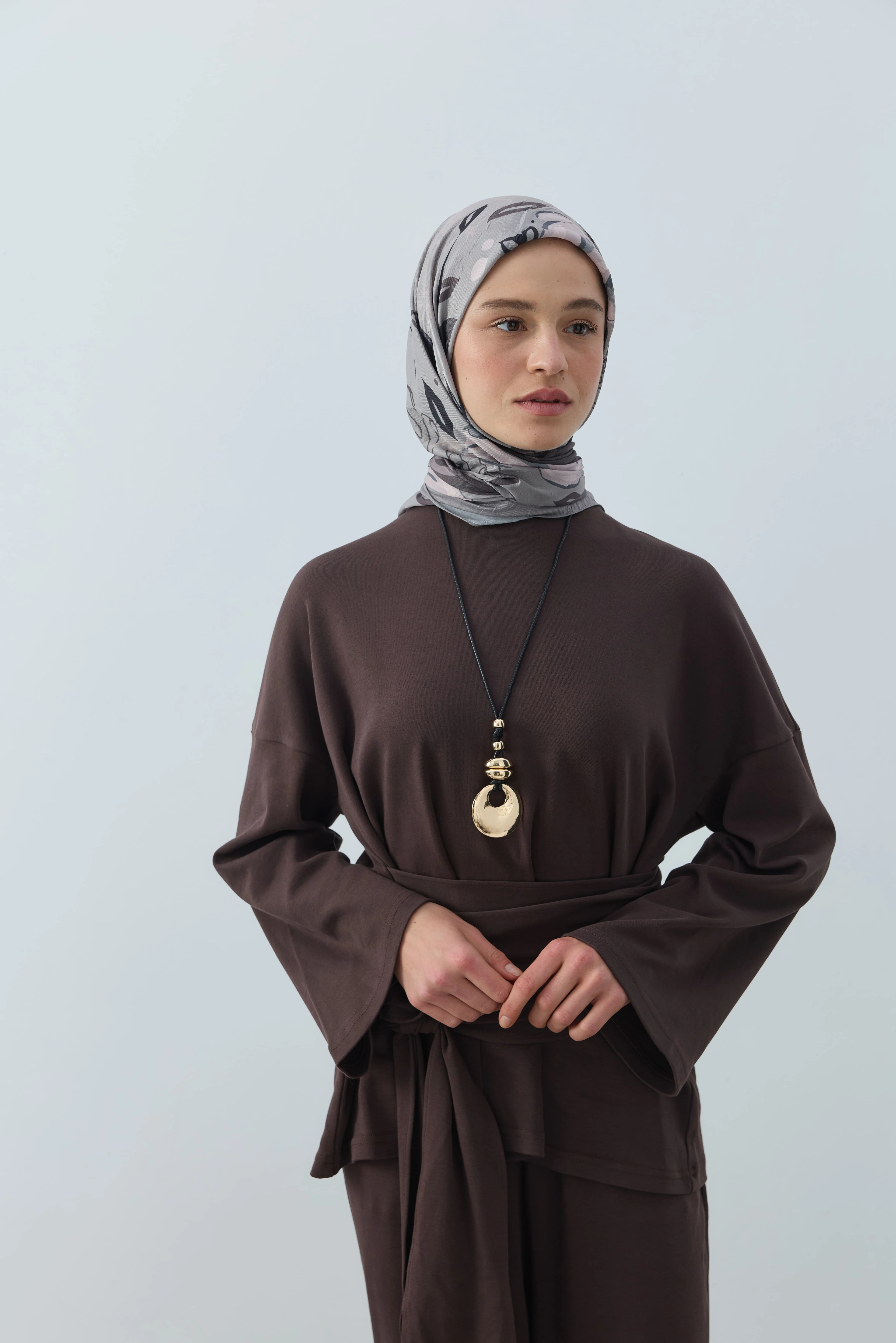 Olyvia Desen Bambu Eşarp - Antik Bej