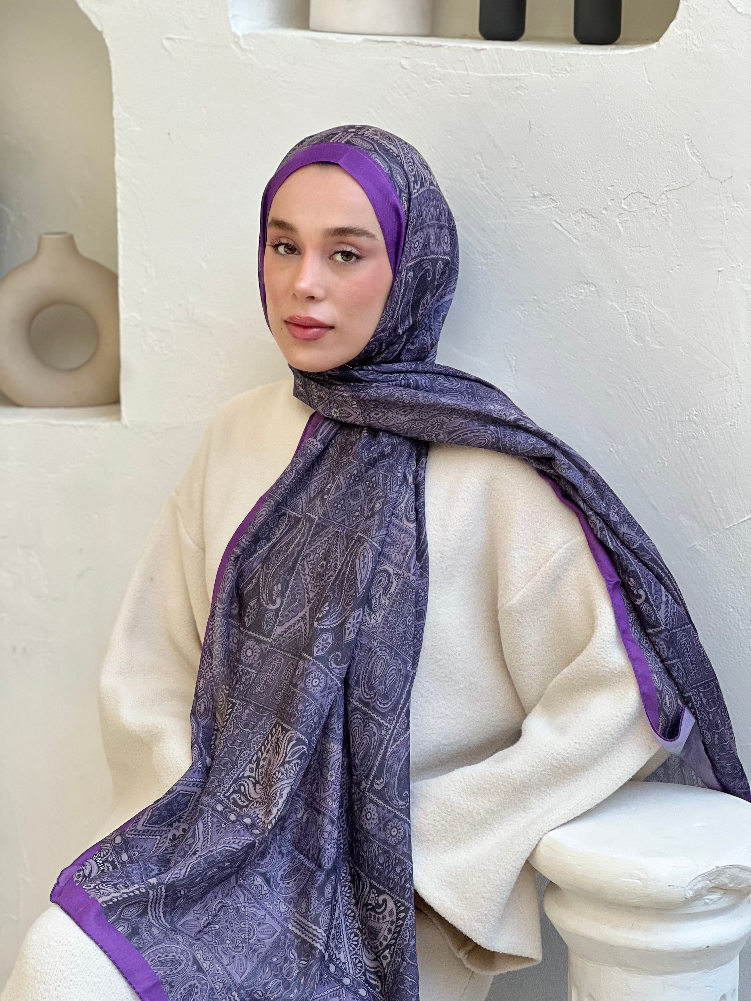 Siena Pattern Cotton Shawl - Purple