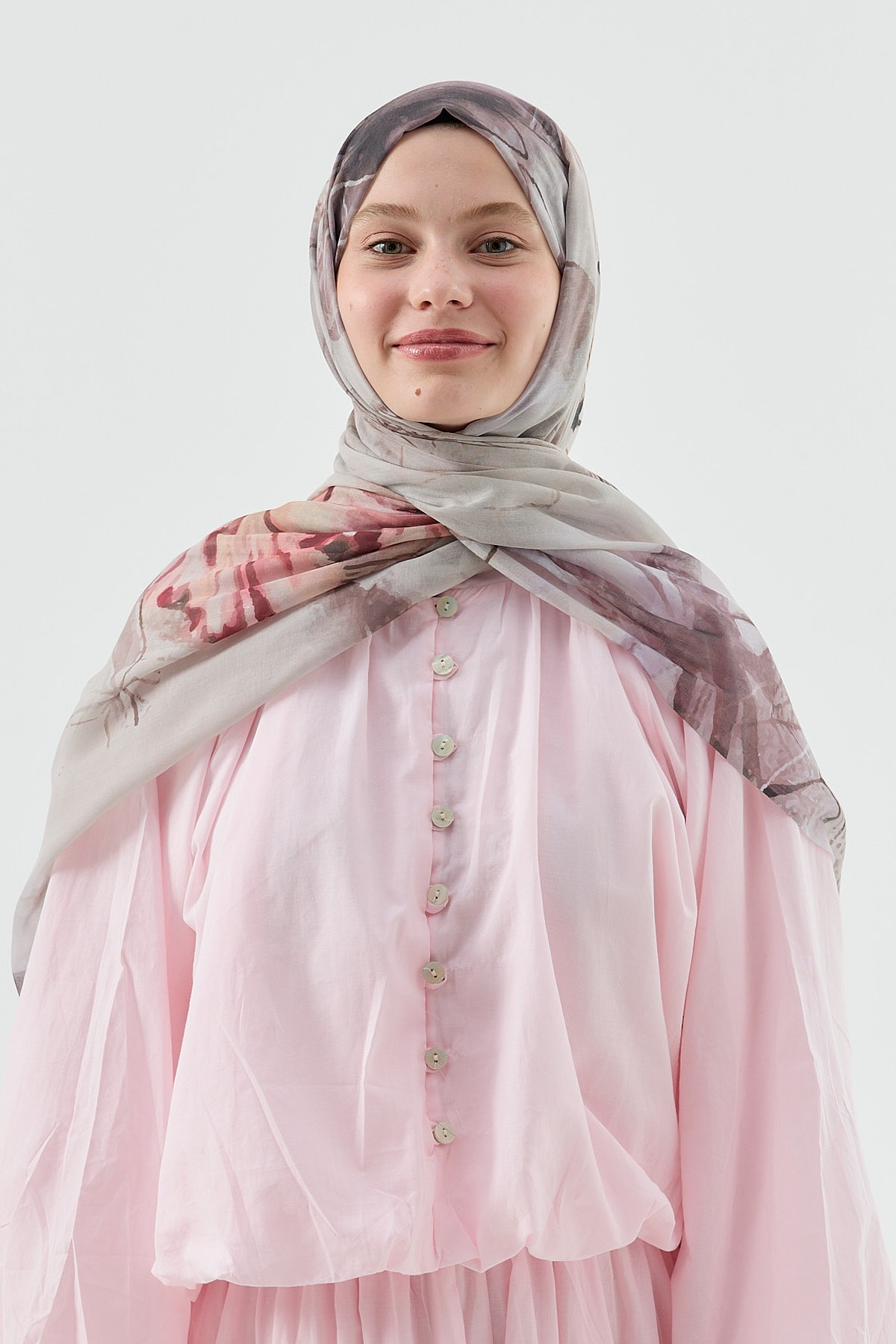 Nilüfer Desen Aya Şal - Taş-Bordo