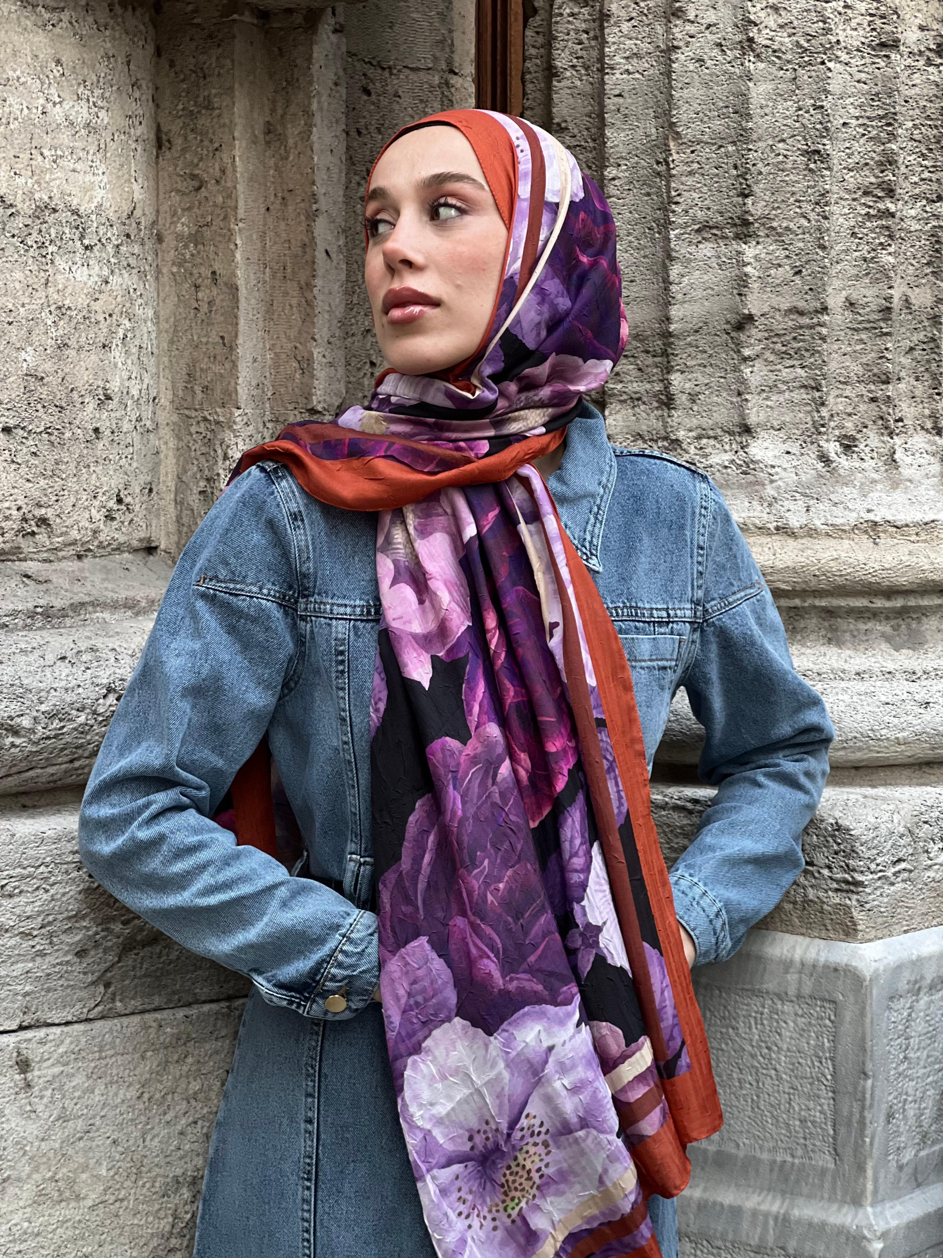 Gül Desen Bambu Şal