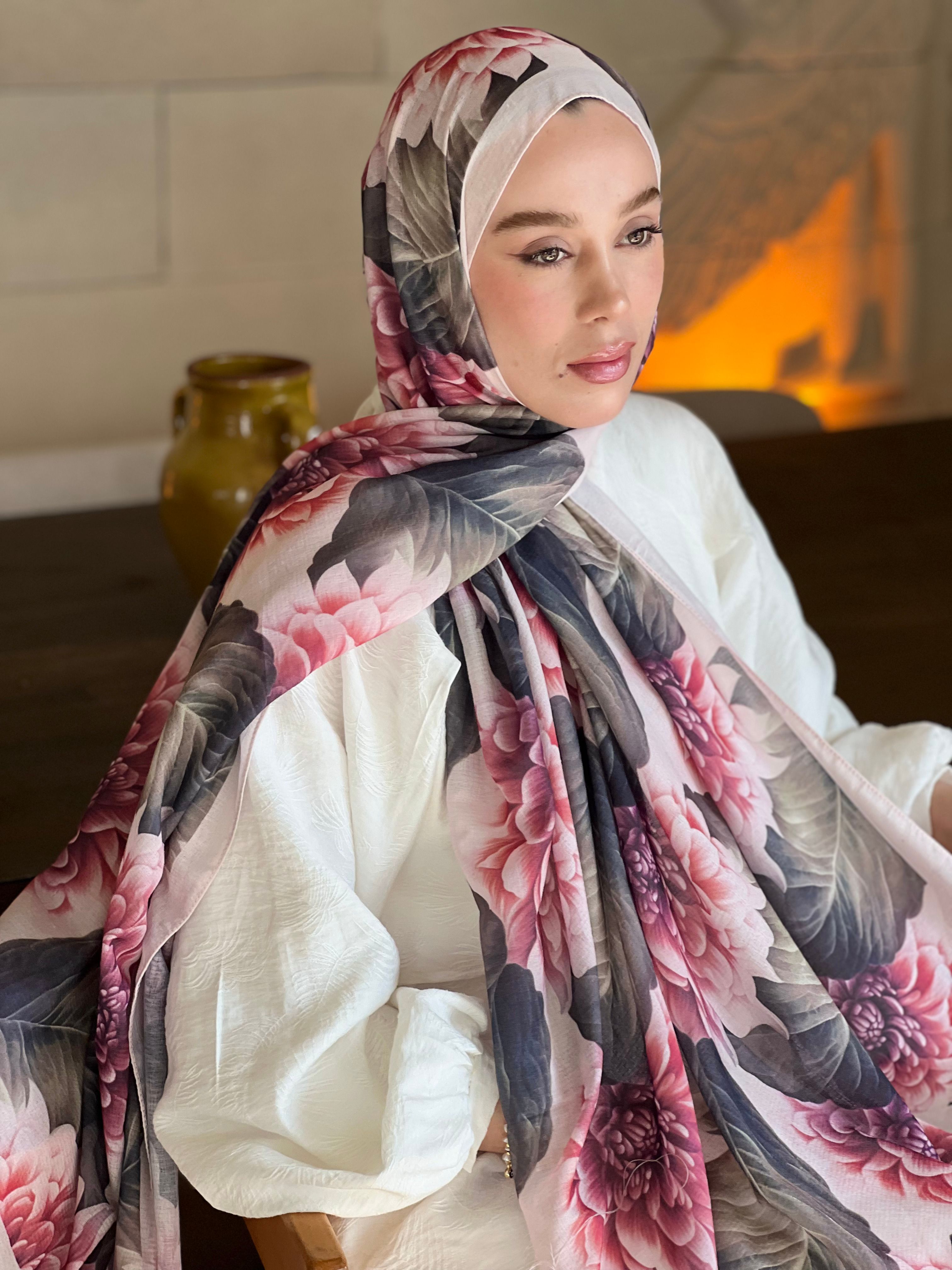 Ortanca Desen Lina Şal 