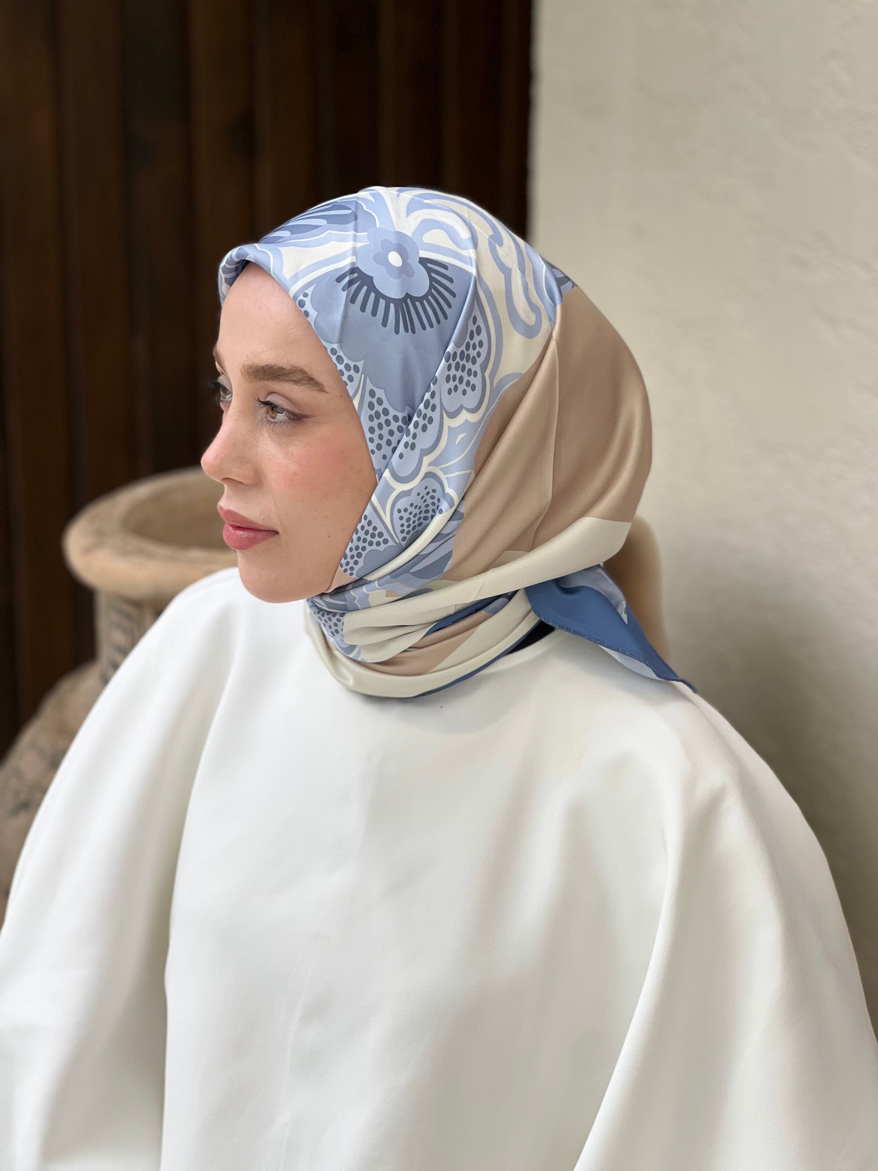 Sarmaşık Twill Eşarp - Mavi gri